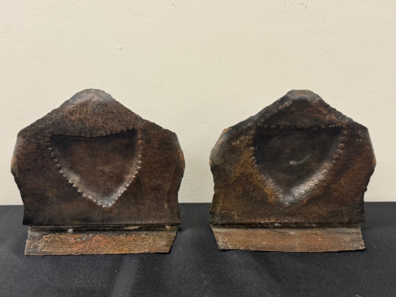 Hammered Copper Bookends with Deer Head - 3