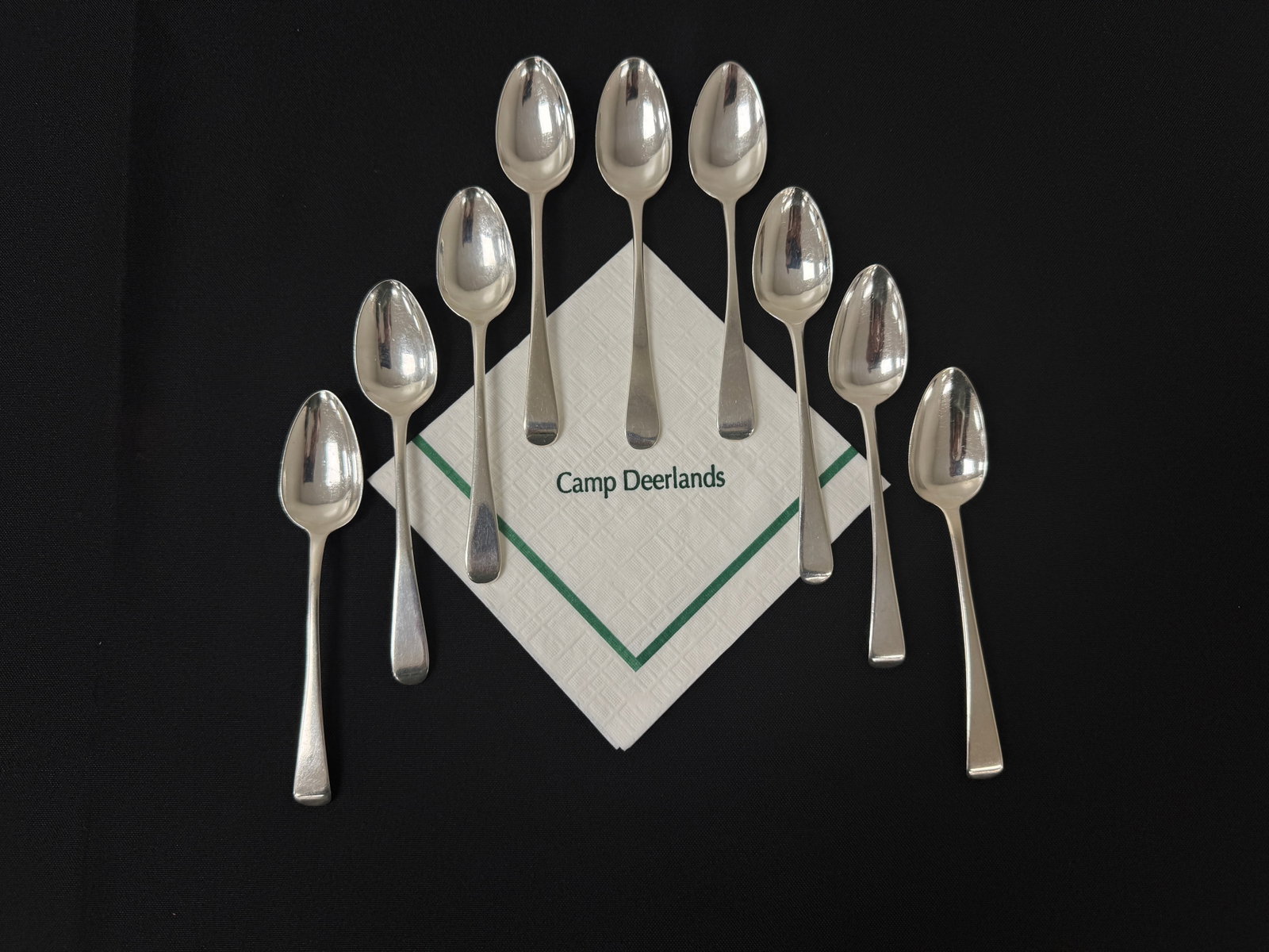 Whitney Vanderbilt Collection 9 Sterling Spoons: 4.72 troy oz. From Camp Deerlands, Whitney Park.