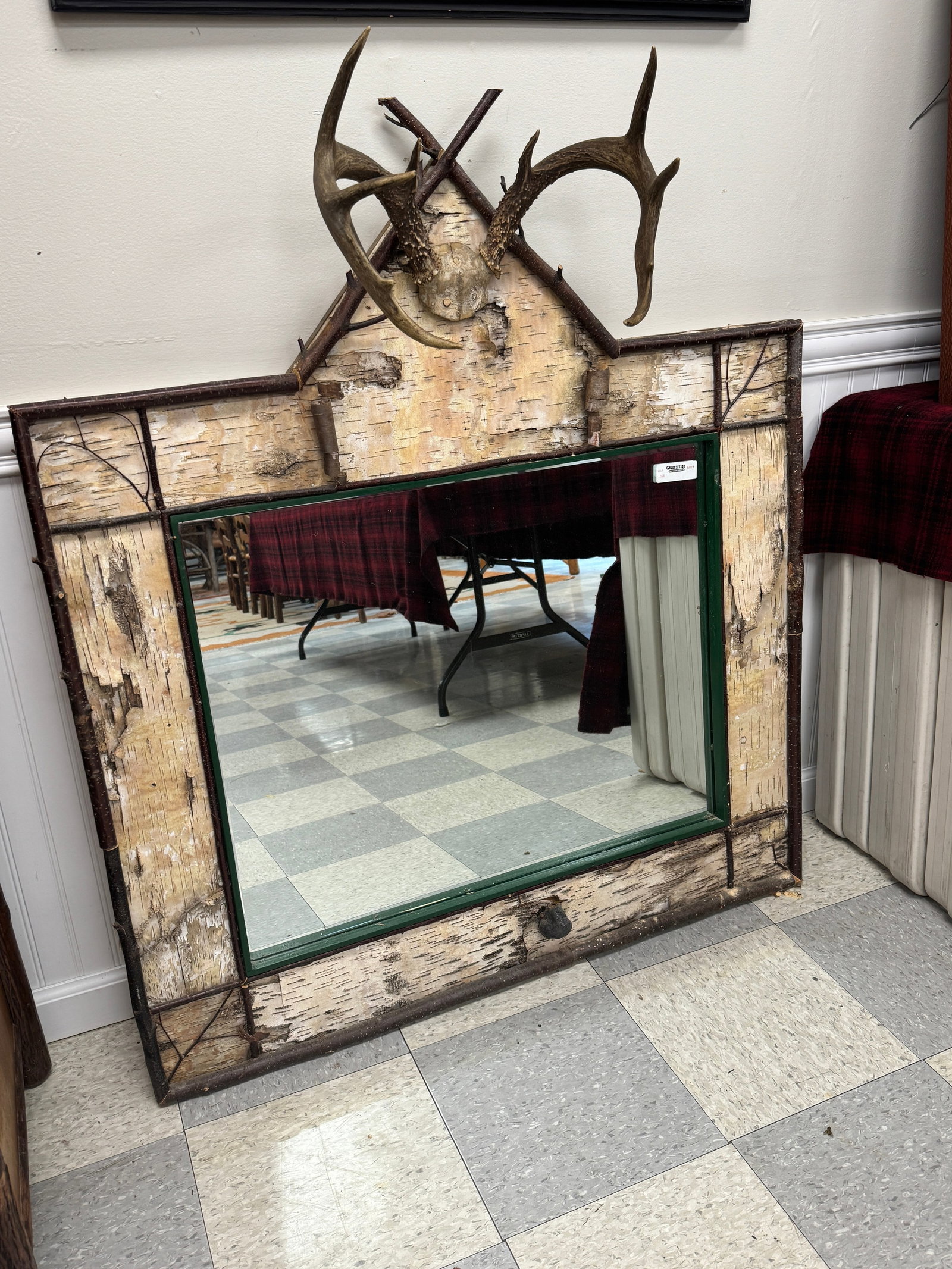 Adirondack Birch Bark Mirror with Whitetail Crest (1 of 3)