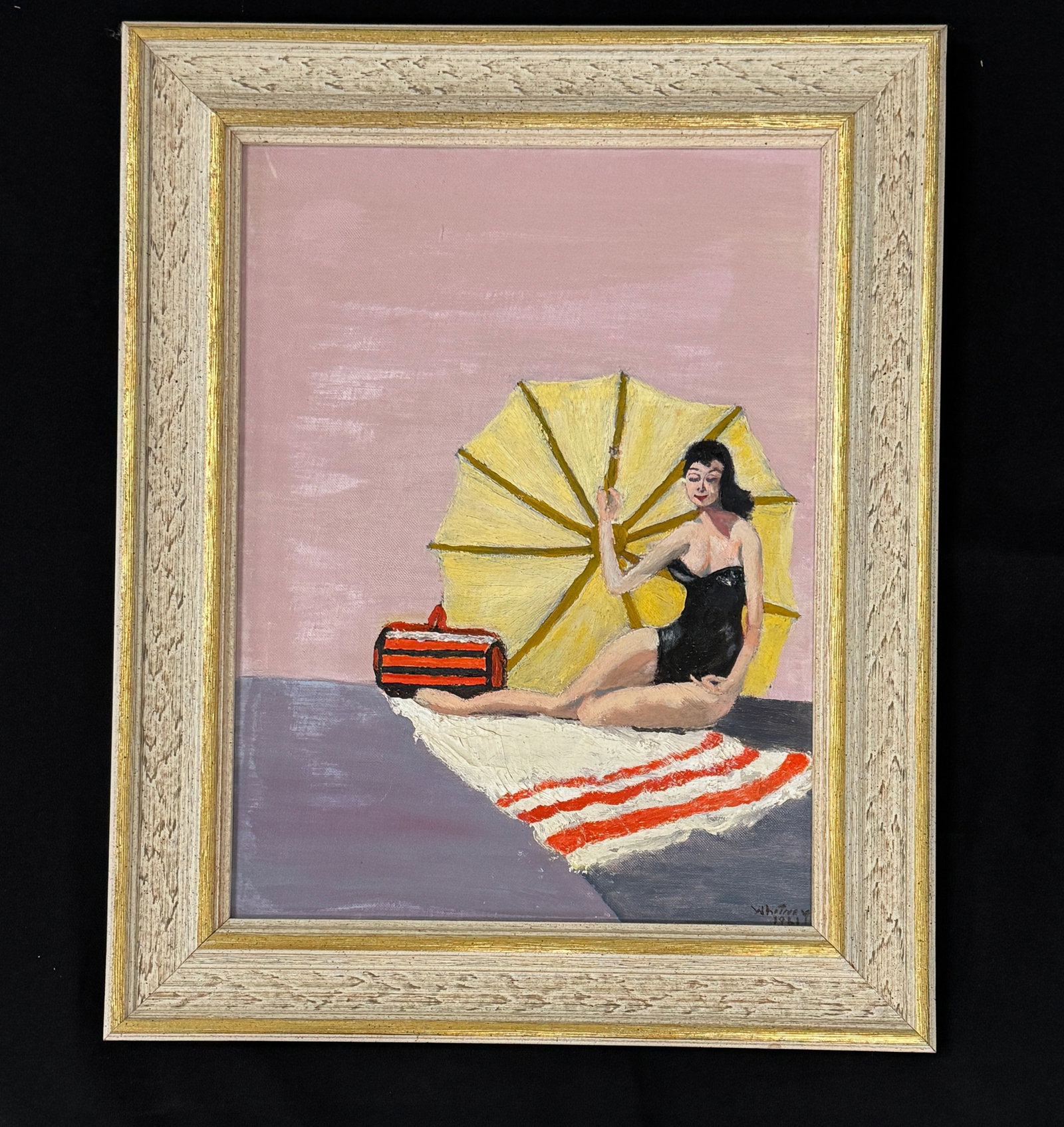 Marylou Whitney Oil Painting 1961: woman in swim suit. 17" x 21". From Camp Deerlands, Whitney Park.