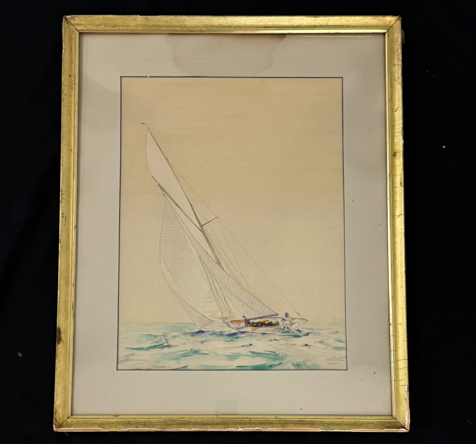 Frederic Soldwedel Sailboat Watercolor (1 of 4)