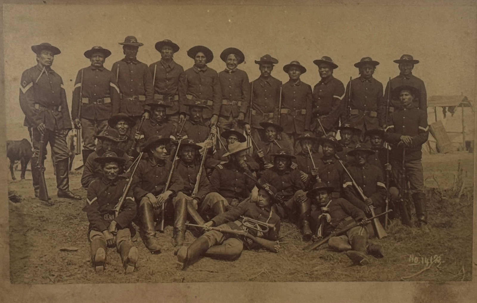 Southwestern Framed Military Cabinet Photo: Civil war era, soliders in uniform. 12.5" x 10" From the Estate of Dr. Dean Hyde, Clayton, NY.