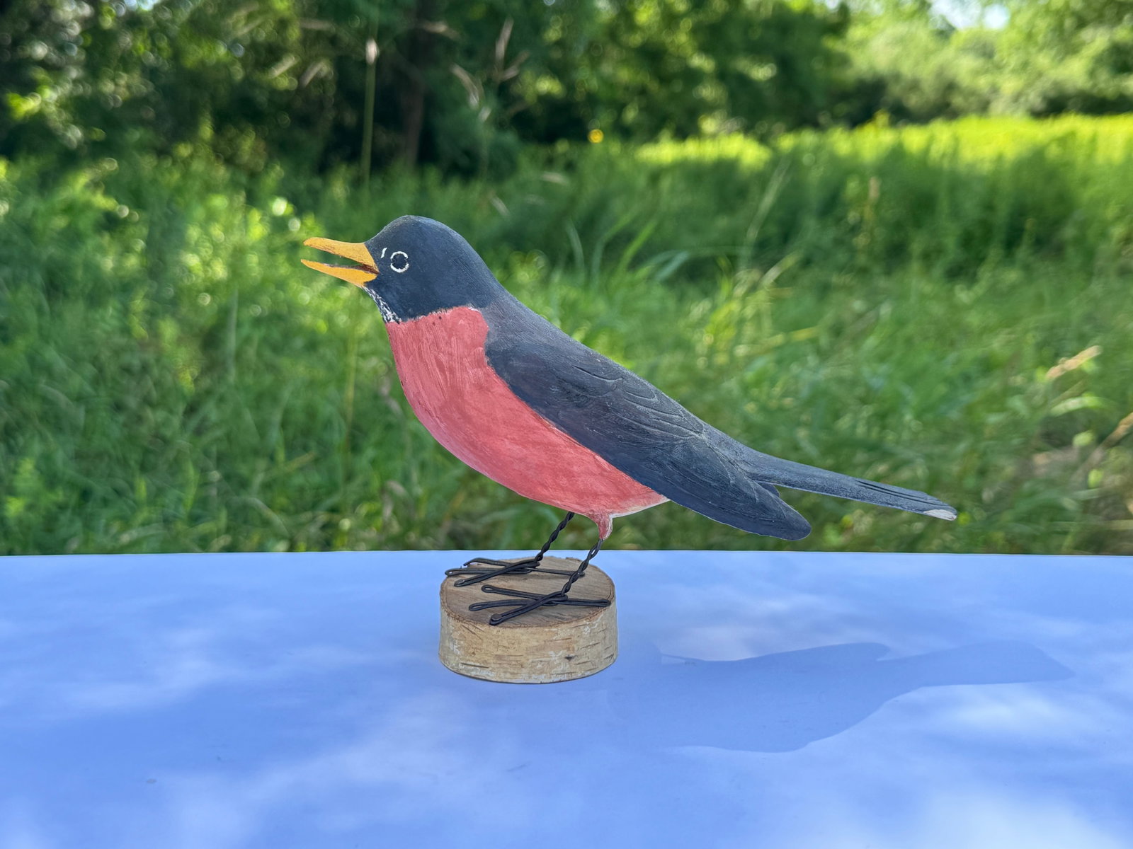 Hazel Tyrrell Robin Bird Folk Art Carving (1 of 5)