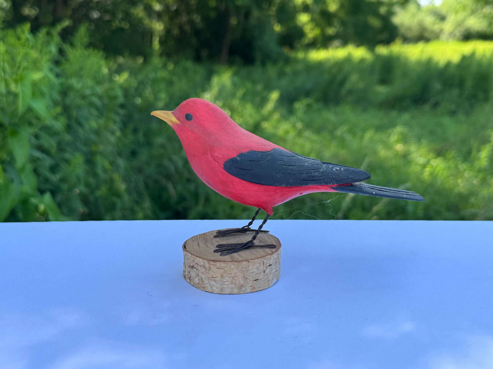 Hazel Tyrrell Scarlet Tanager Folk Art Carving: Signed and dated 1963. Excellent condition.