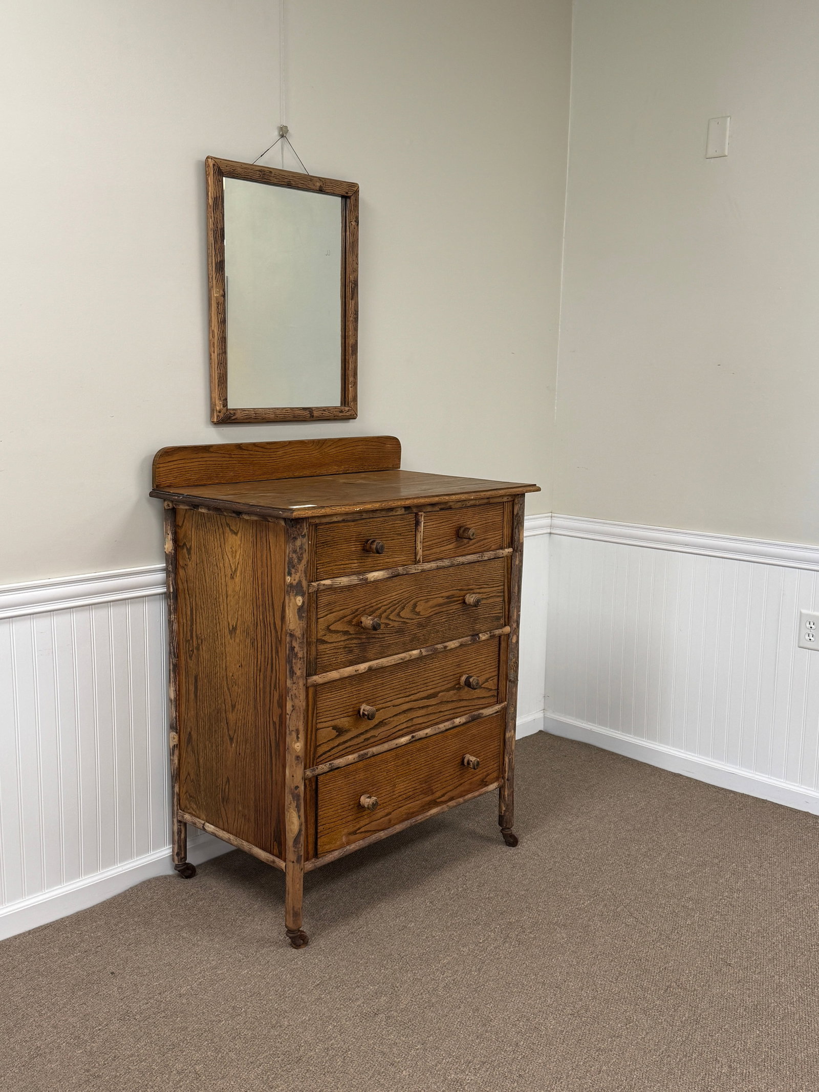Old Hickory 2 over 3 Highboy Dresser & Mirror (1 of 5)