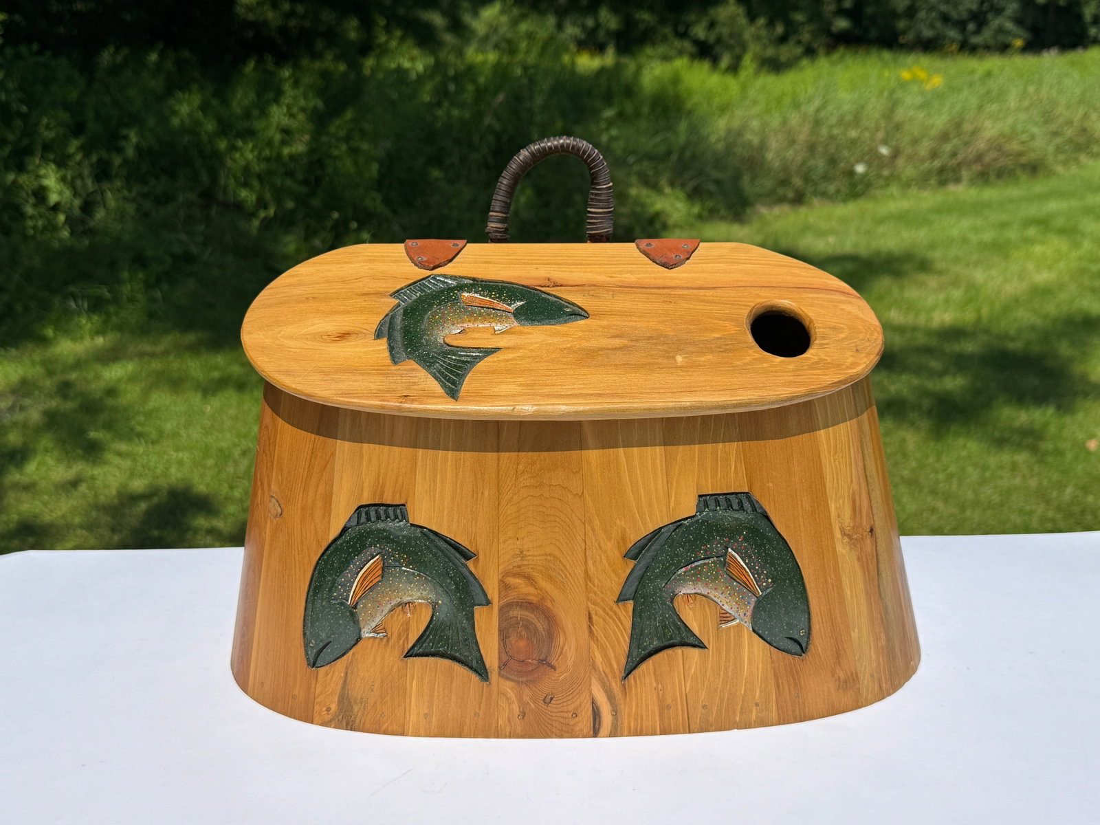 J.D. Pelkey Carved & Painted Cedar Trout Creel (1 of 5)