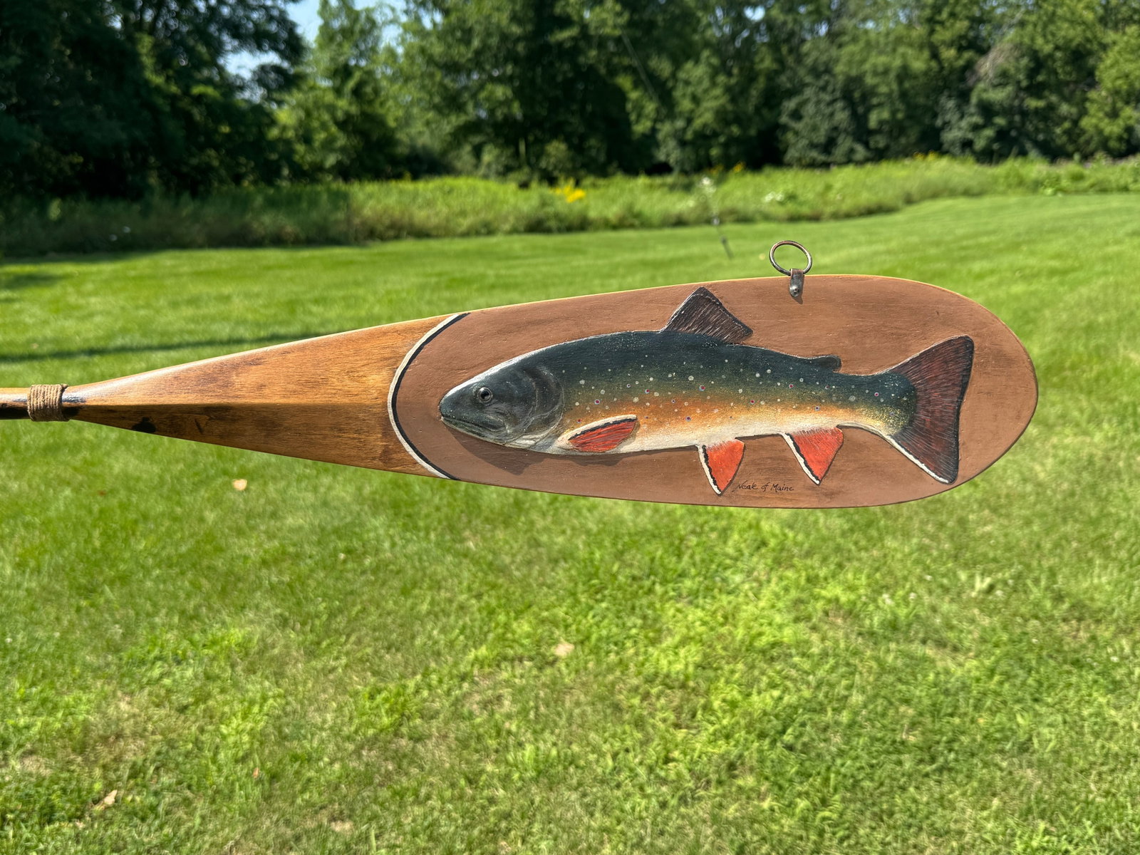 "Neil of Maine" Canoe Paddle w/ Painted Trout (1 of 3)