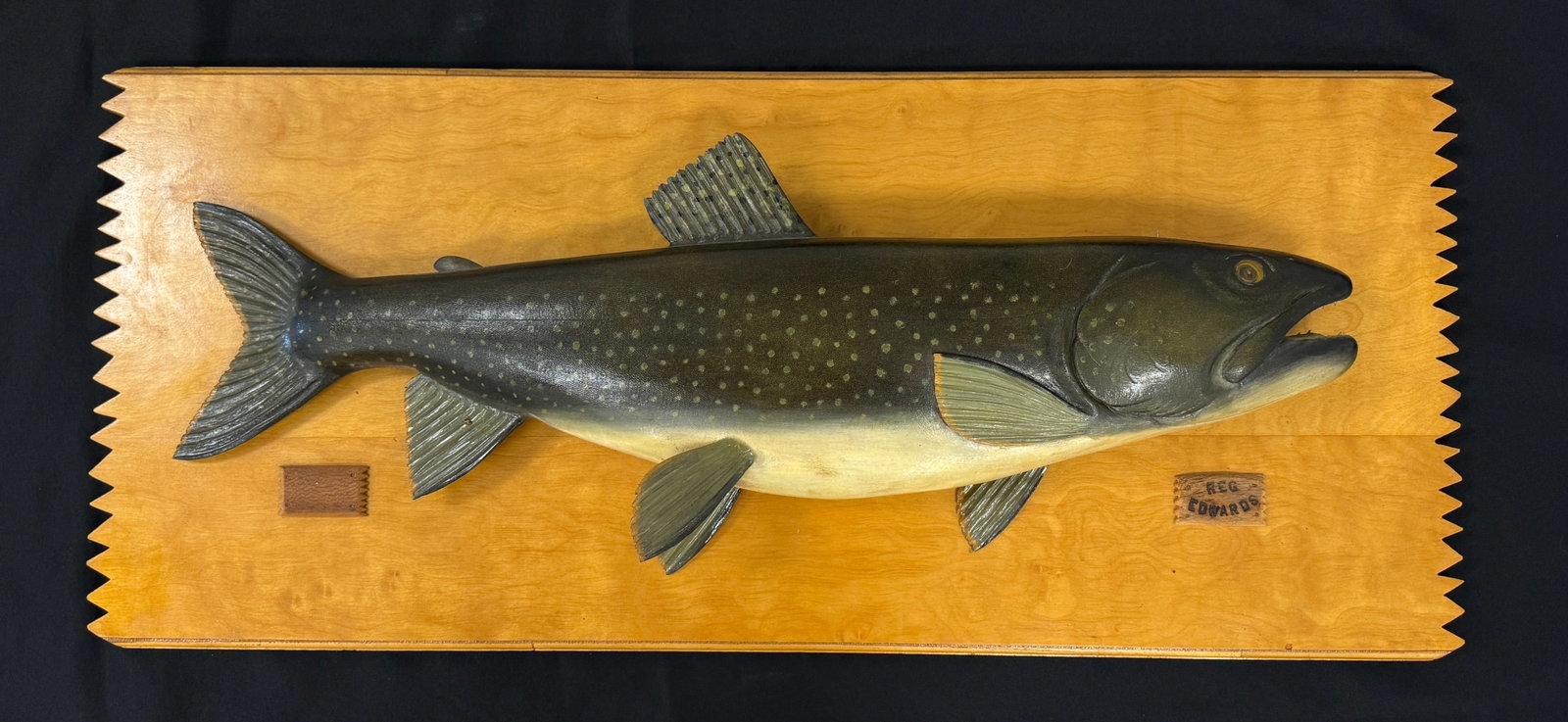 Reg Edwards Carved & Painted Fish Plaque (1 of 5)