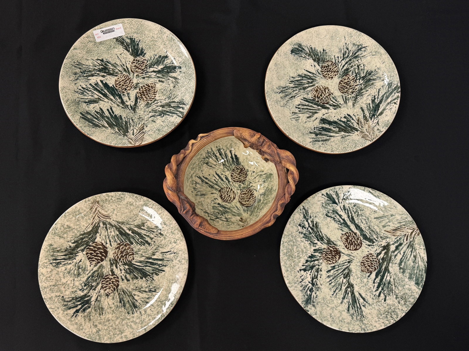Ellen Evans Pine Cone Pattern Pottery Dishes (1 of 3)