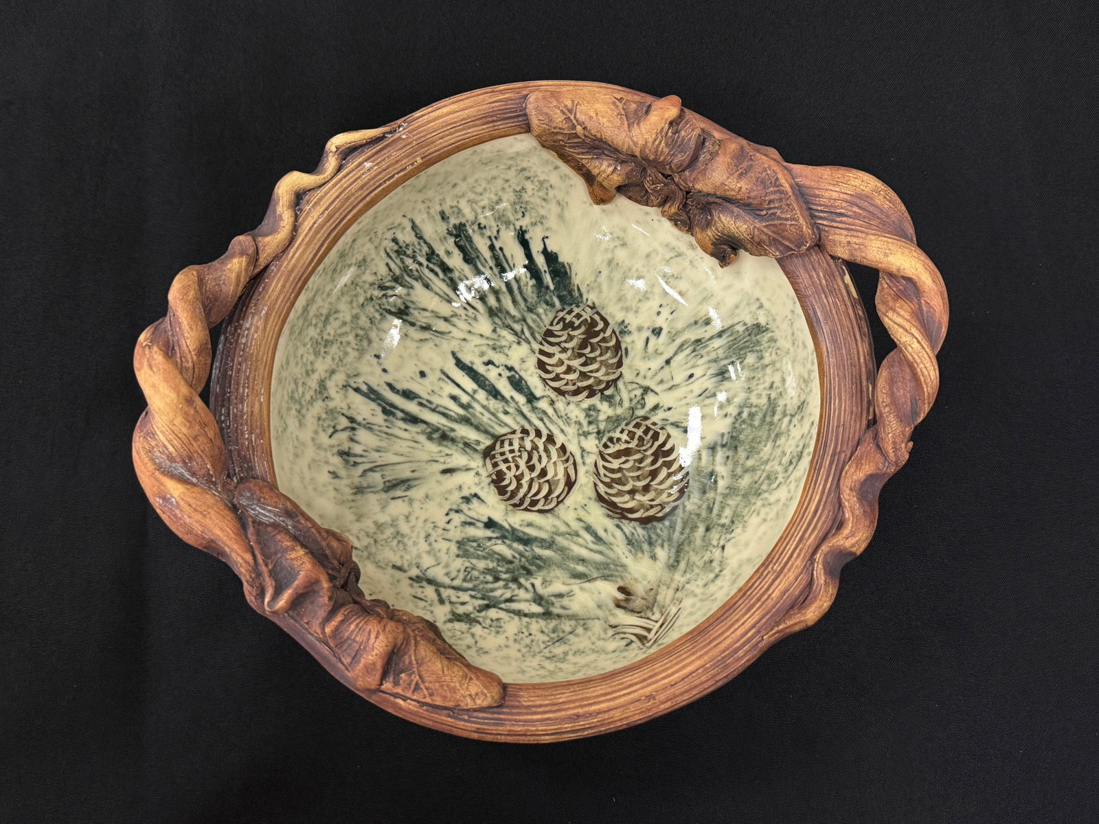 Ellen Evans Pine Cone Pattern Pottery Dishes - 2