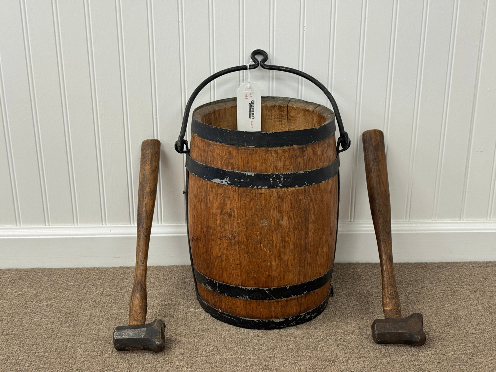 Oak Wooden Keg and 2 Log Markers (1 of 2)
