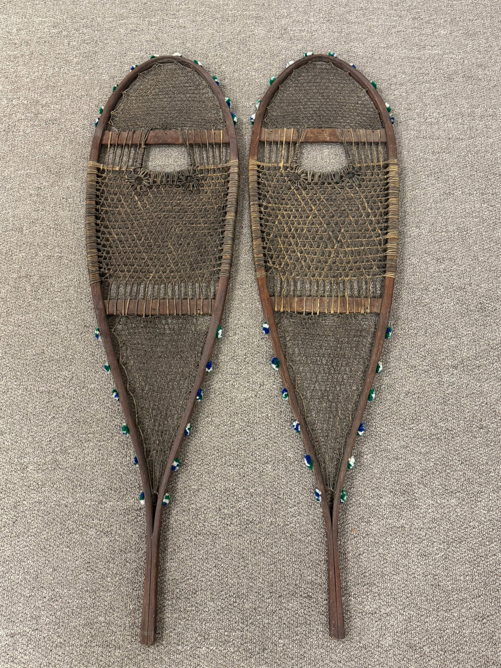 Native American Snowshoes w/ Green & Blue Tassels (1 of 2)
