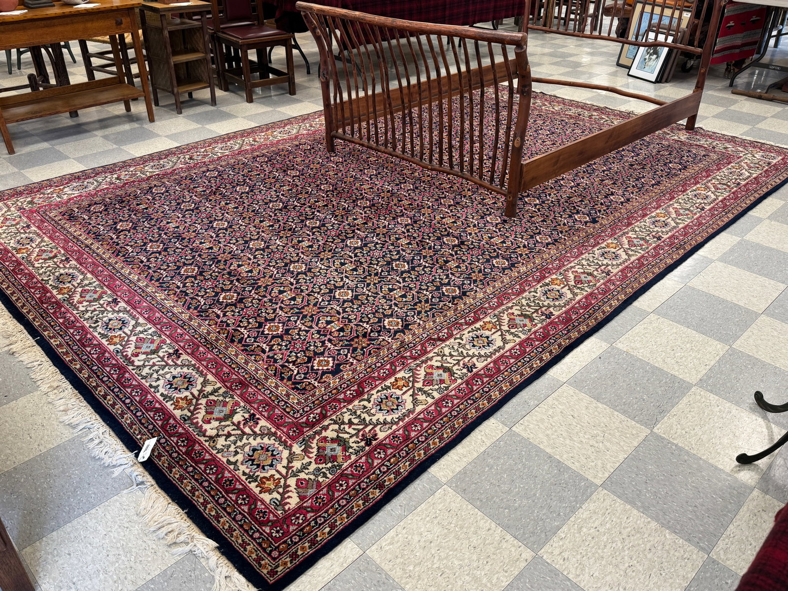 Room Size Oriental Rug - 10' x 14': some fringe loss on ends.