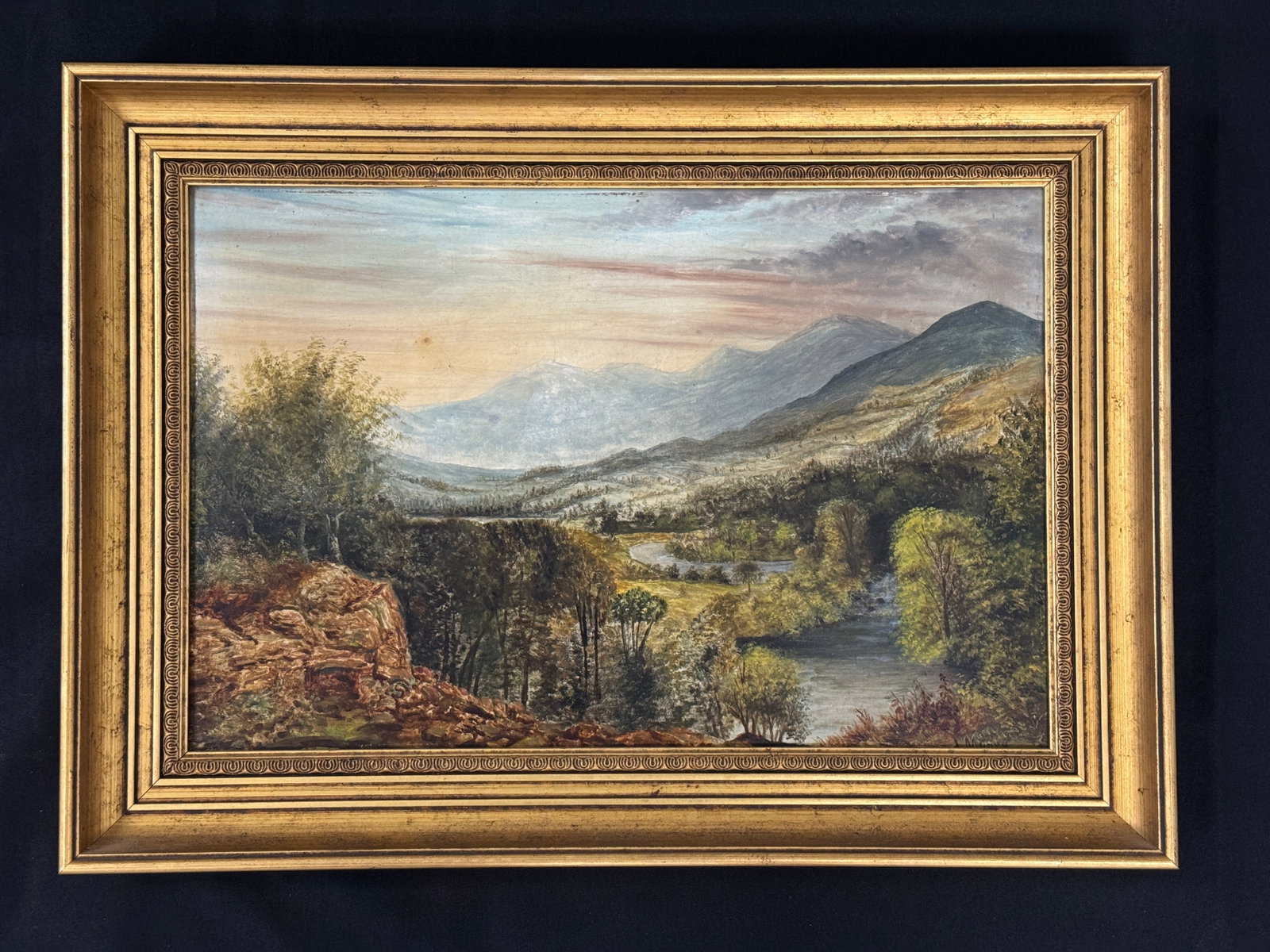 A. Moore "View of Elizabeth Valley" Oil Painting: Essex, County, NY. Oil on Board. 16" x 22".