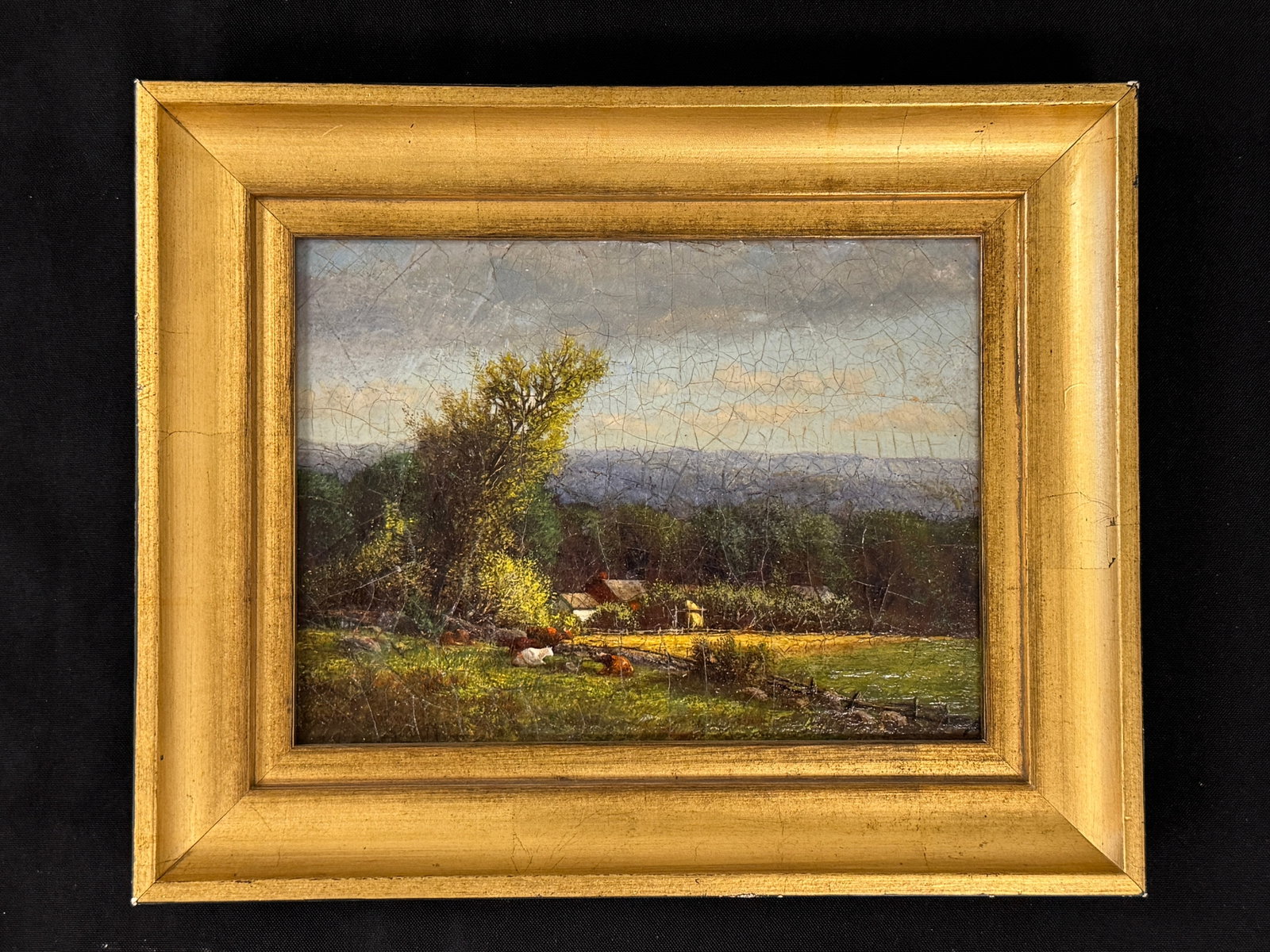 Clinton Ogilvie "A Summer Day in NJ" Painting: dated 1897. 10" x 12". Paint has crackling.
