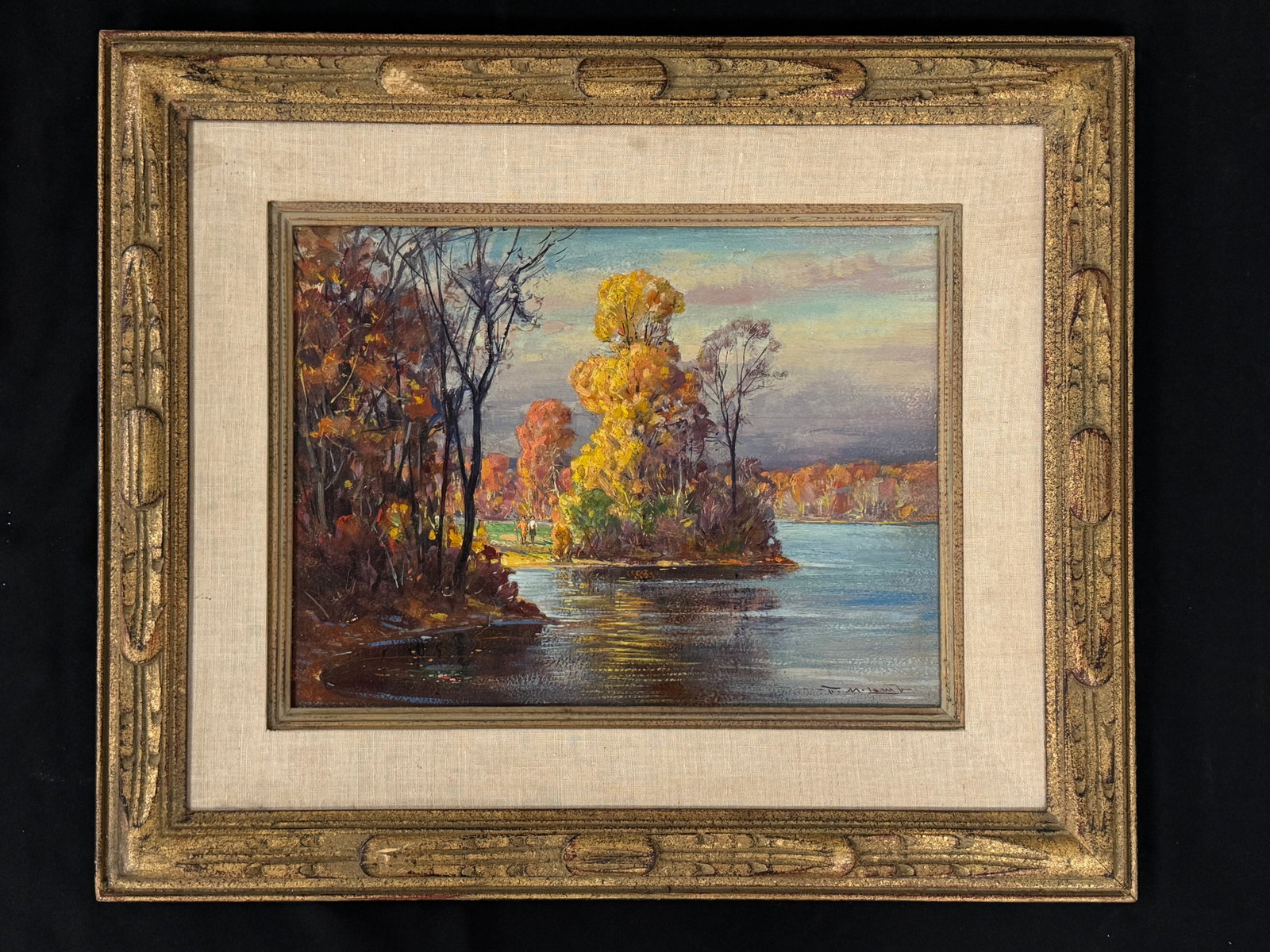 Frederick Mortimer Lamb Oil Painting Fall Scene: oil on board. 24.5" x 20.5"
