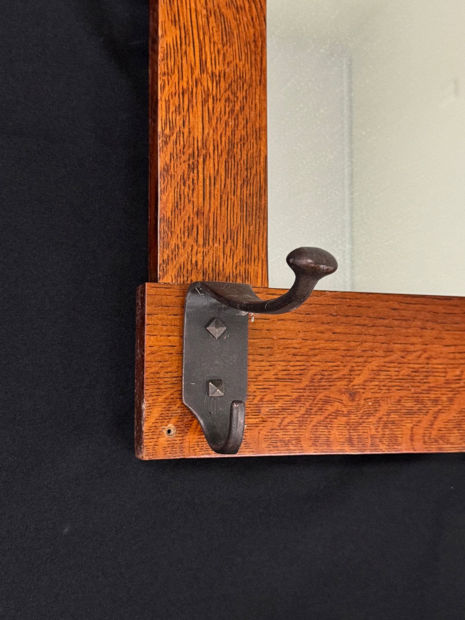 Stickley Hall Mirror with Hat Hooks - 2