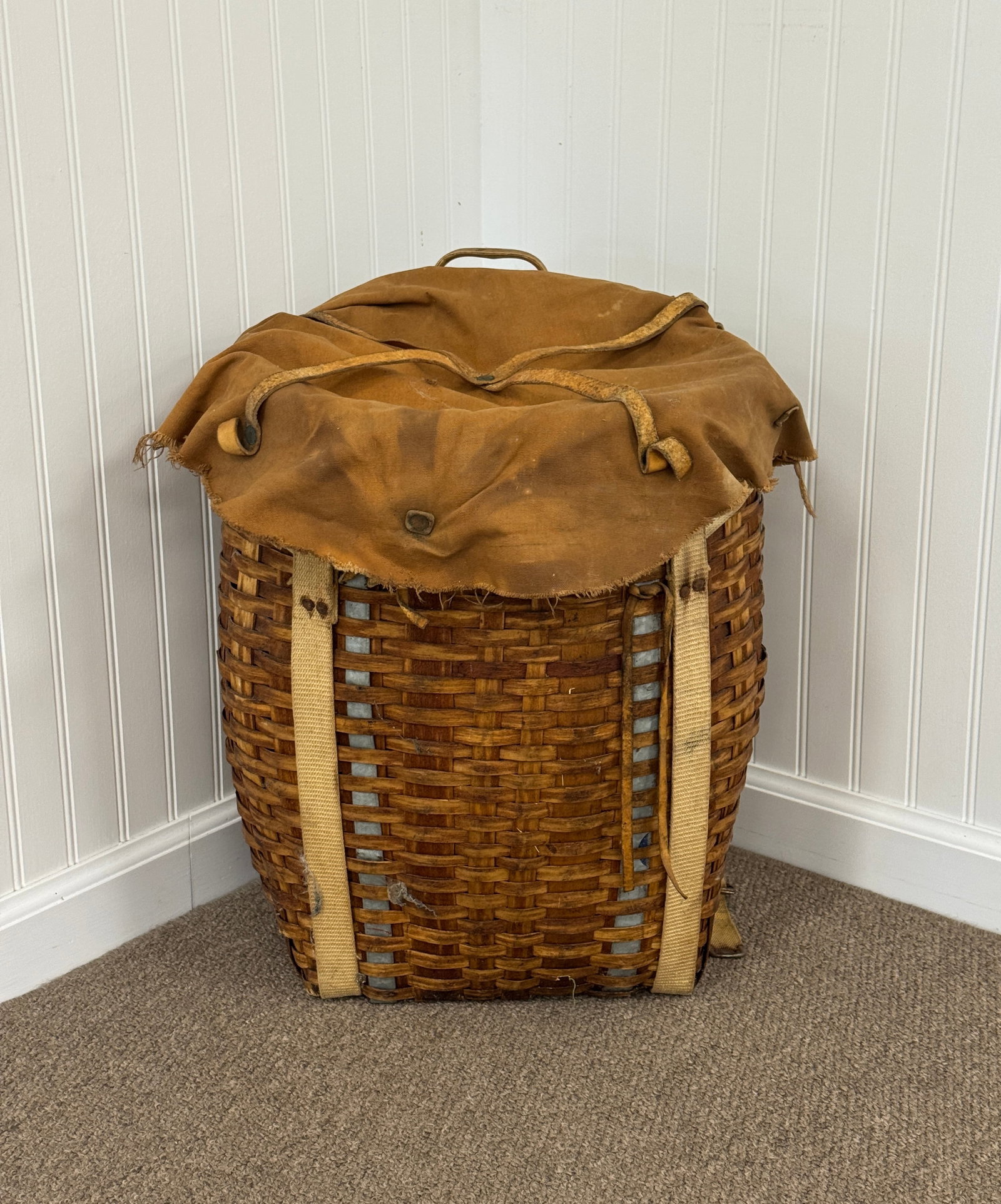Adirondack Pack Basket with Canvas Cover & Straps: 19" tall. Includes Topo maps of Whitney Park. From Whitney Park, Adirondacks.