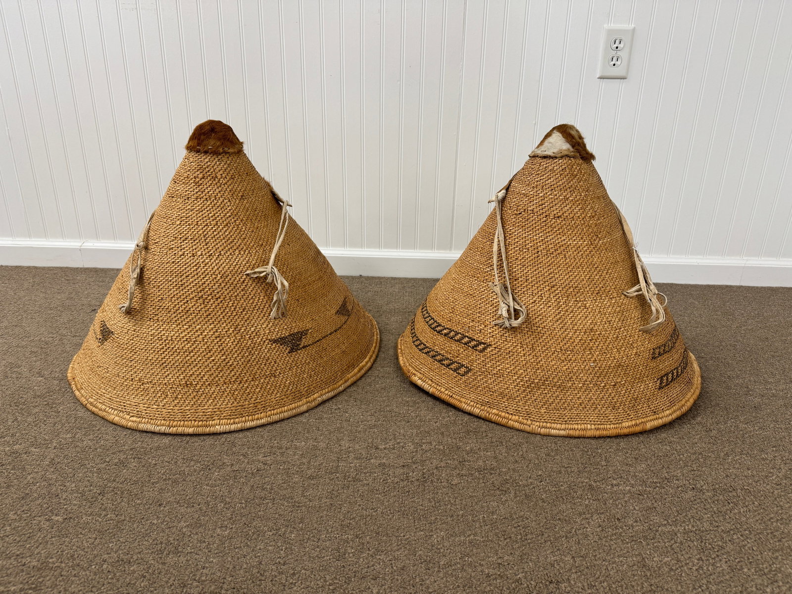2 Native American Burden Conical Baskets - 4