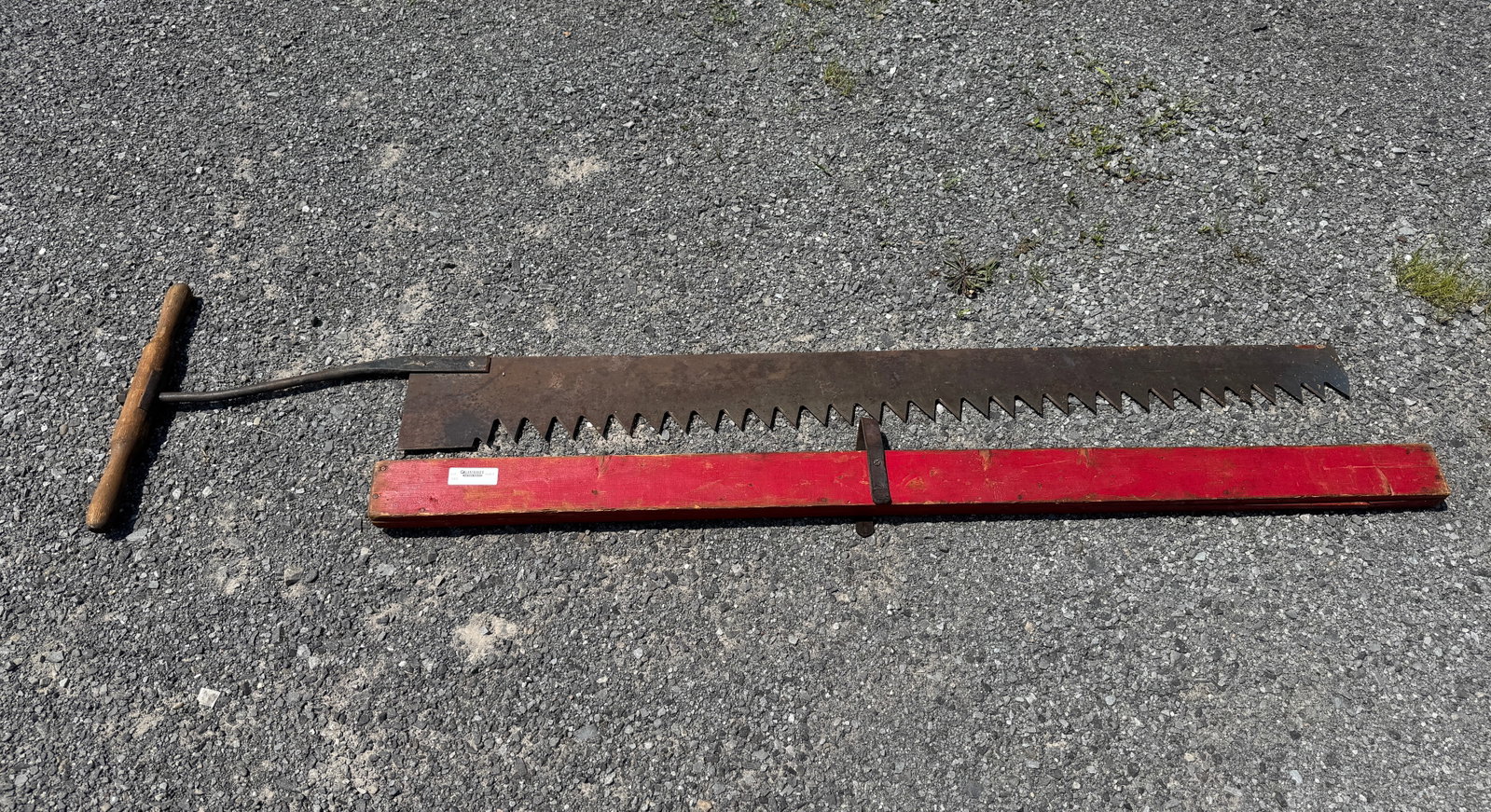 Ice Saw Used at Whitney Park on Forked Lake: 76" long with wooden case. From the Carriage Barn at Camp Deerlands, Whitney Park.