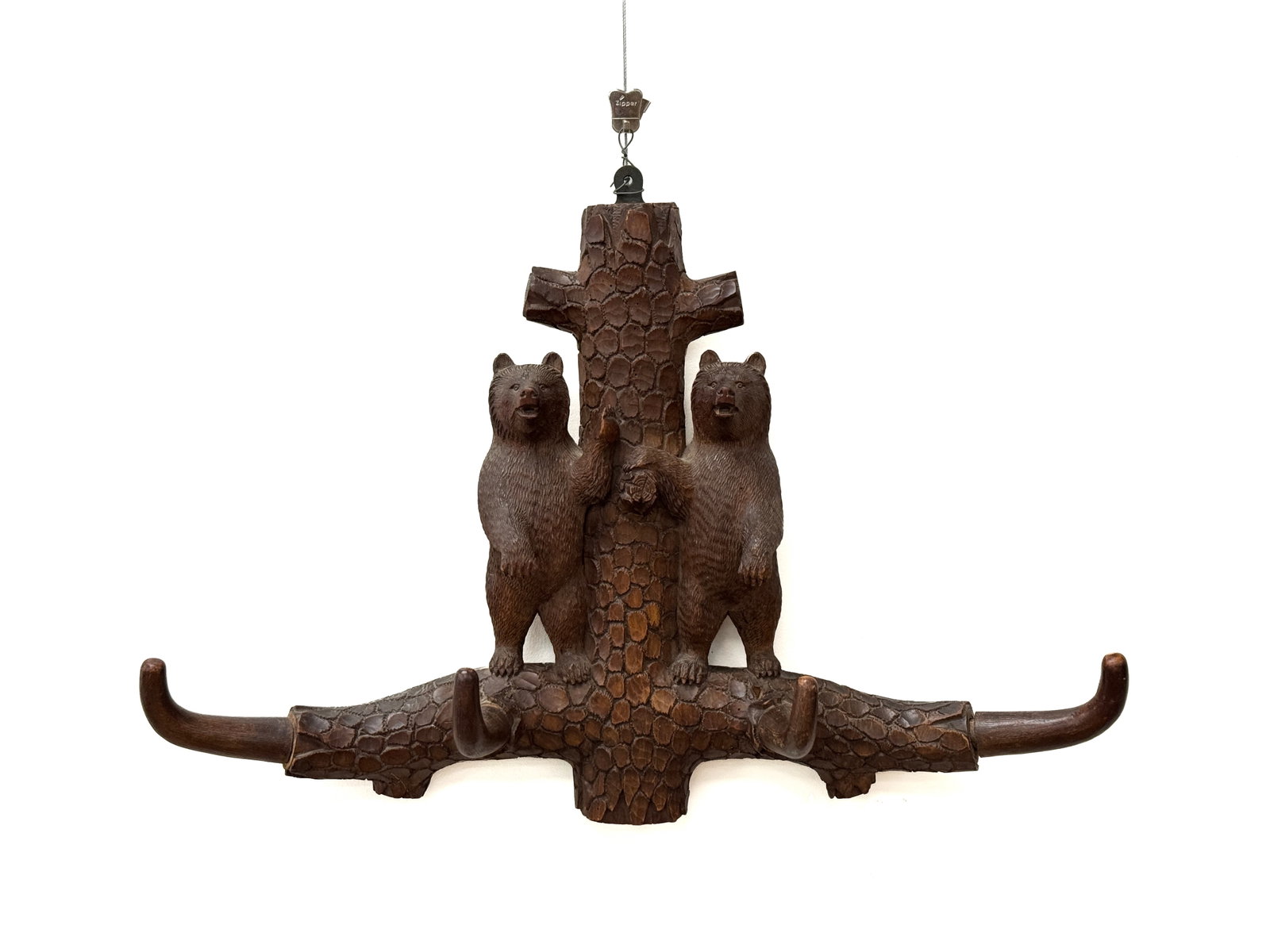Black Forest Bear Carved Hanging Coat Rack (1 of 4)