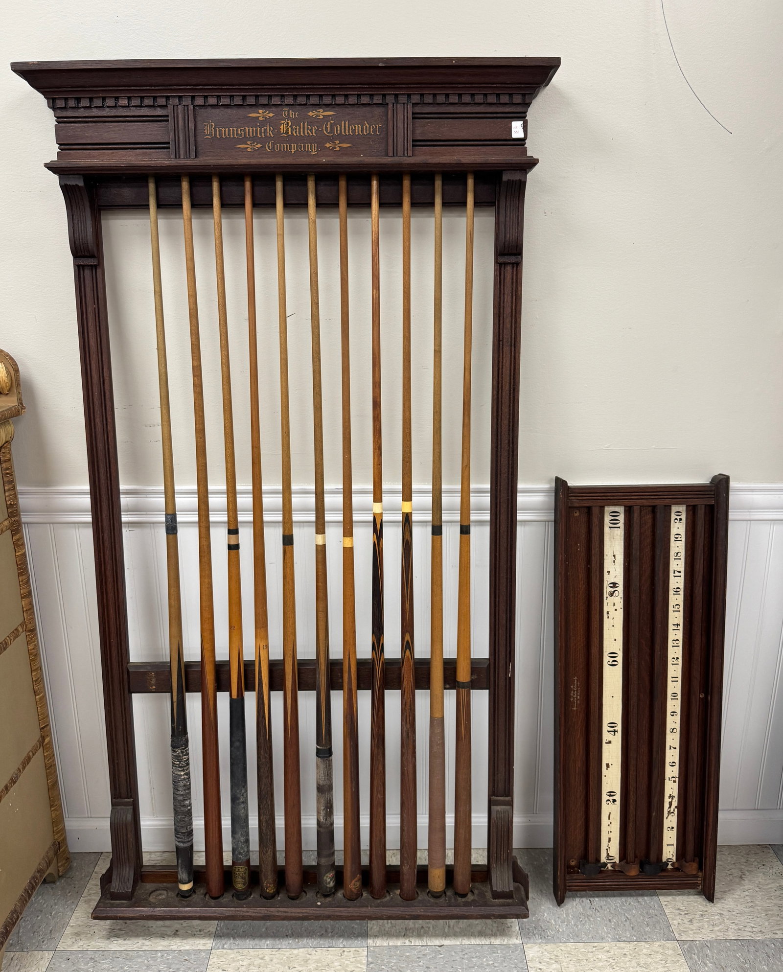 Brunswick Pool Cue Rack, Pool Sticks & Score board (1 of 4)
