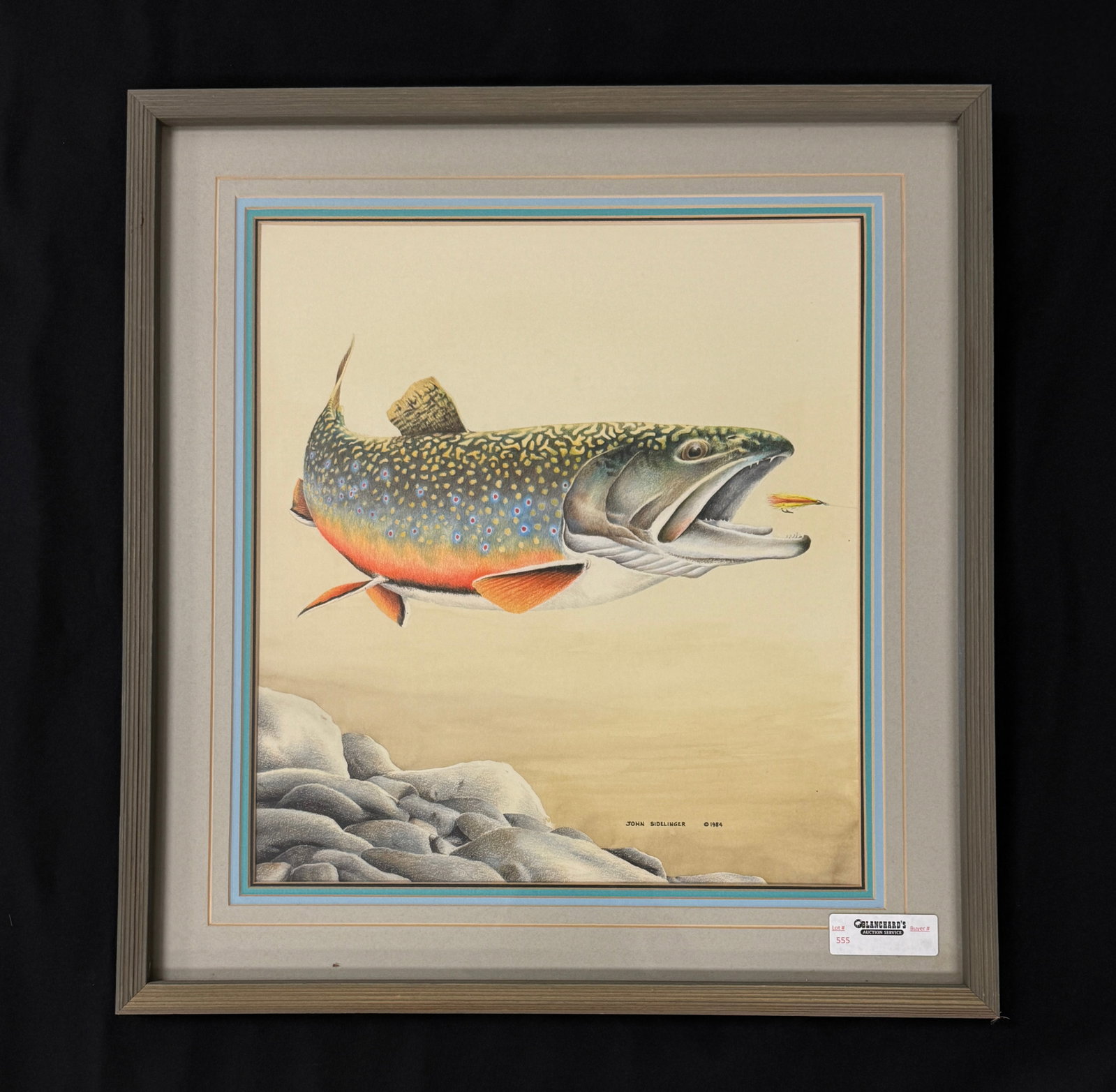 John Sidelinger 1984 Watercolor of Trout (1 of 3)