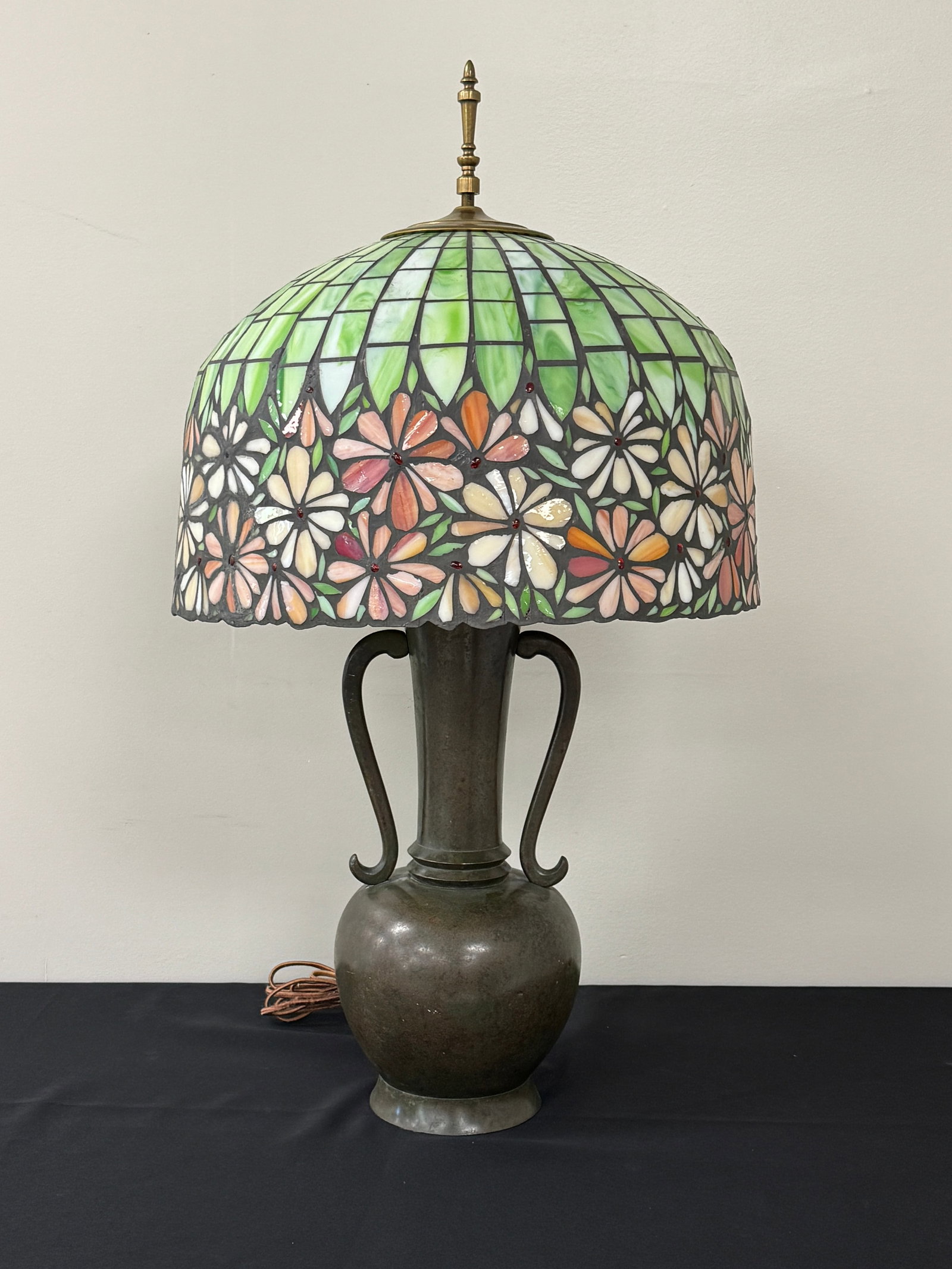 Handel Lamp Base w/ Handmade Leaded Glass Shade (1 of 6)