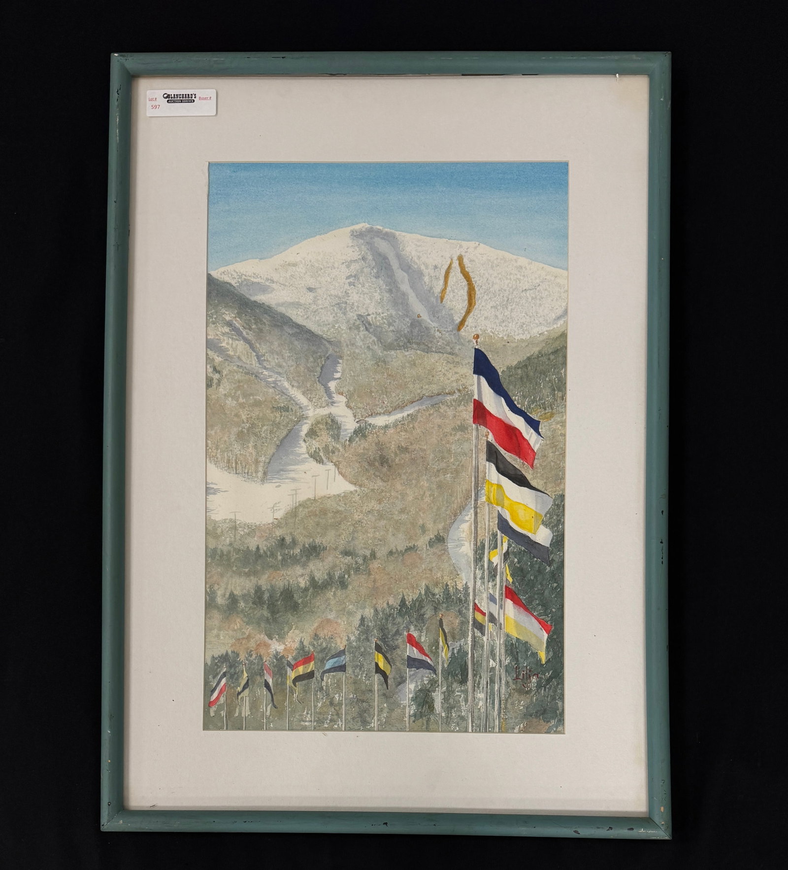 Lilja Painting - Whiteface Olympic Ski Mountain: watercolor. 21" x 29"