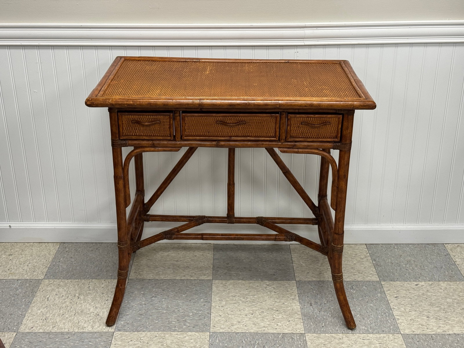 Contemporary Bamboo Rattan Writing Desk (1 of 3)