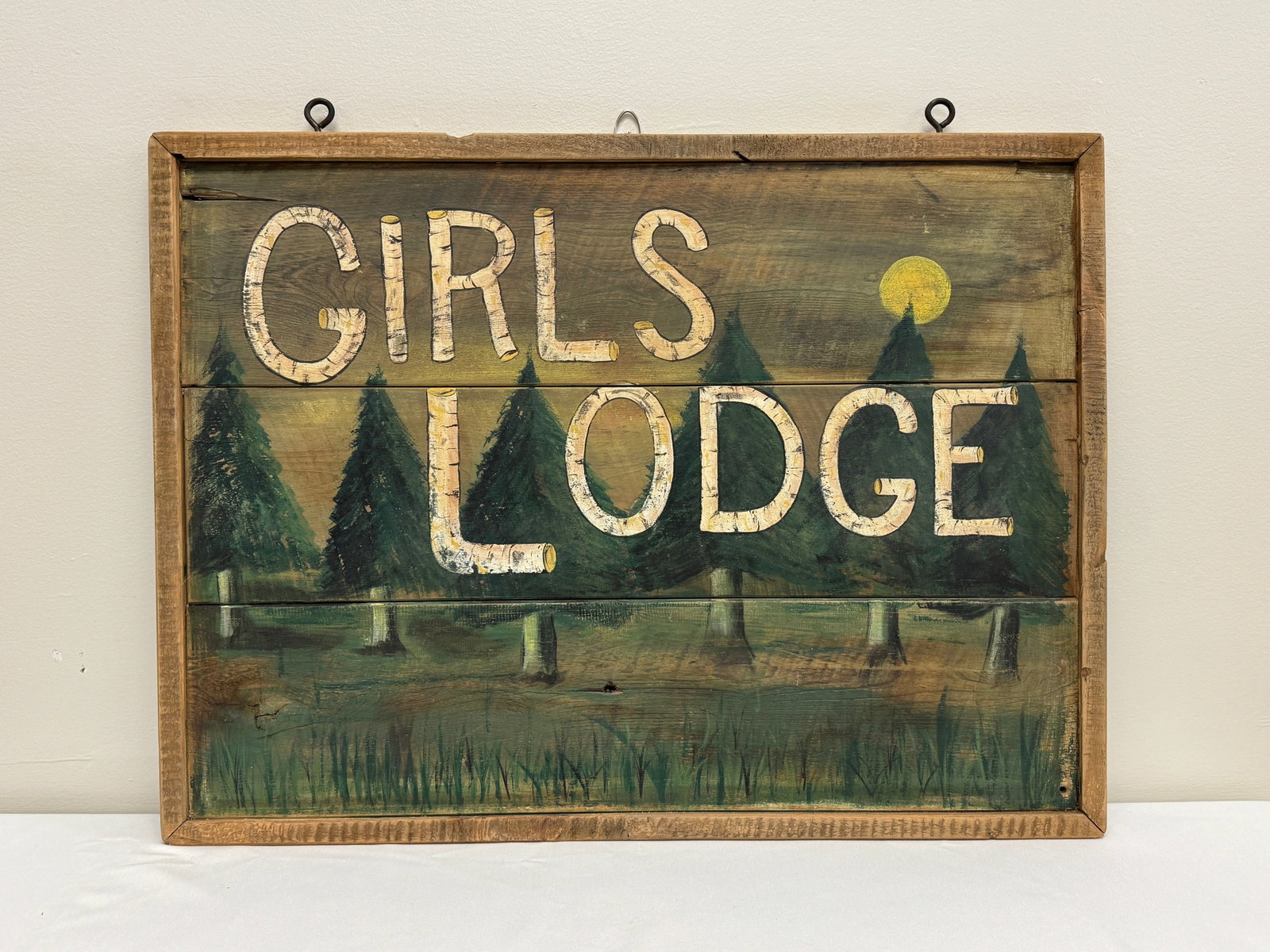"Girls Lodge" Painted Wooden Sign (1 of 1)