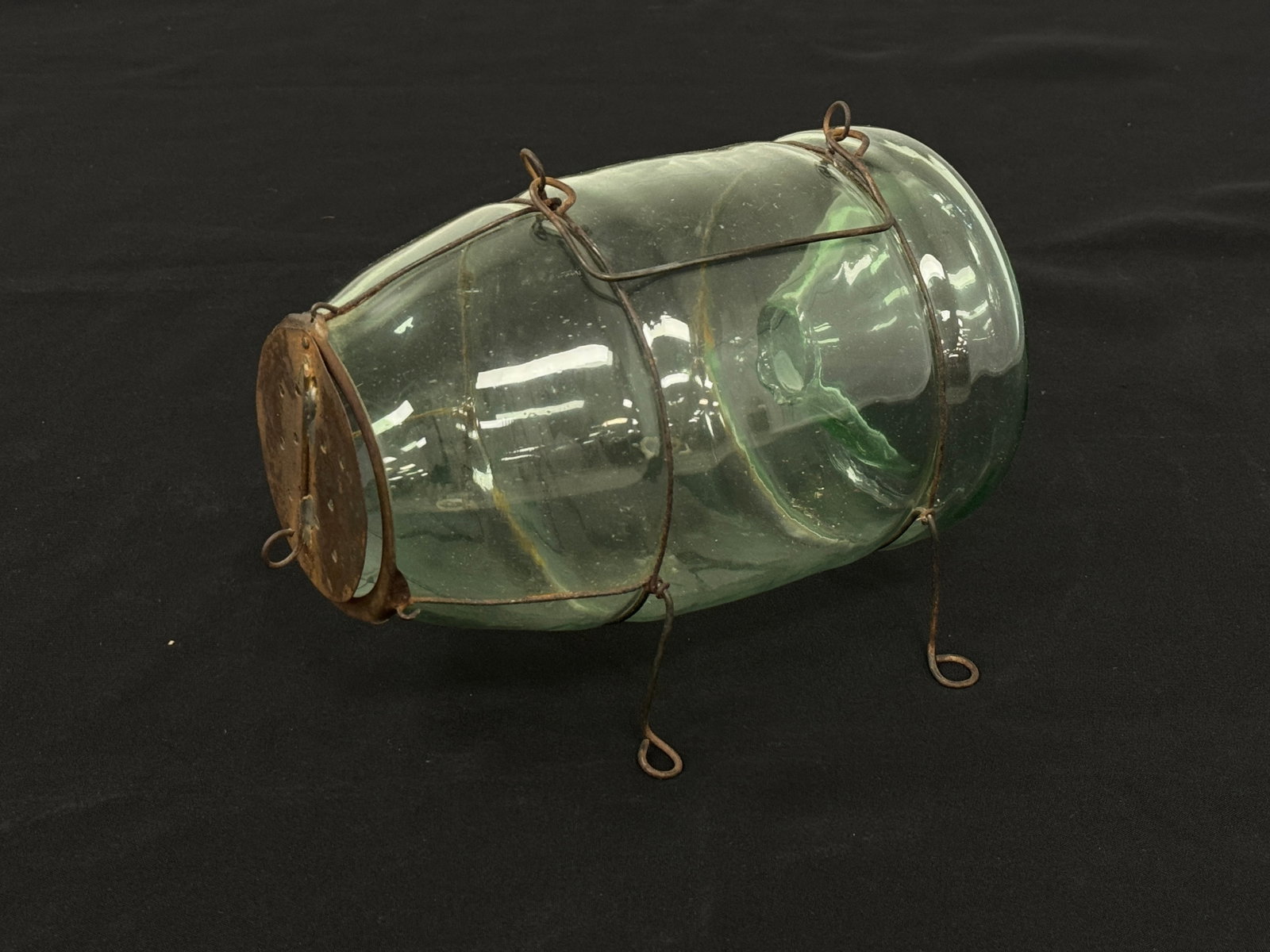 Glass Minnow Trap with Wire Cage: 9.5" long, swing handle.
