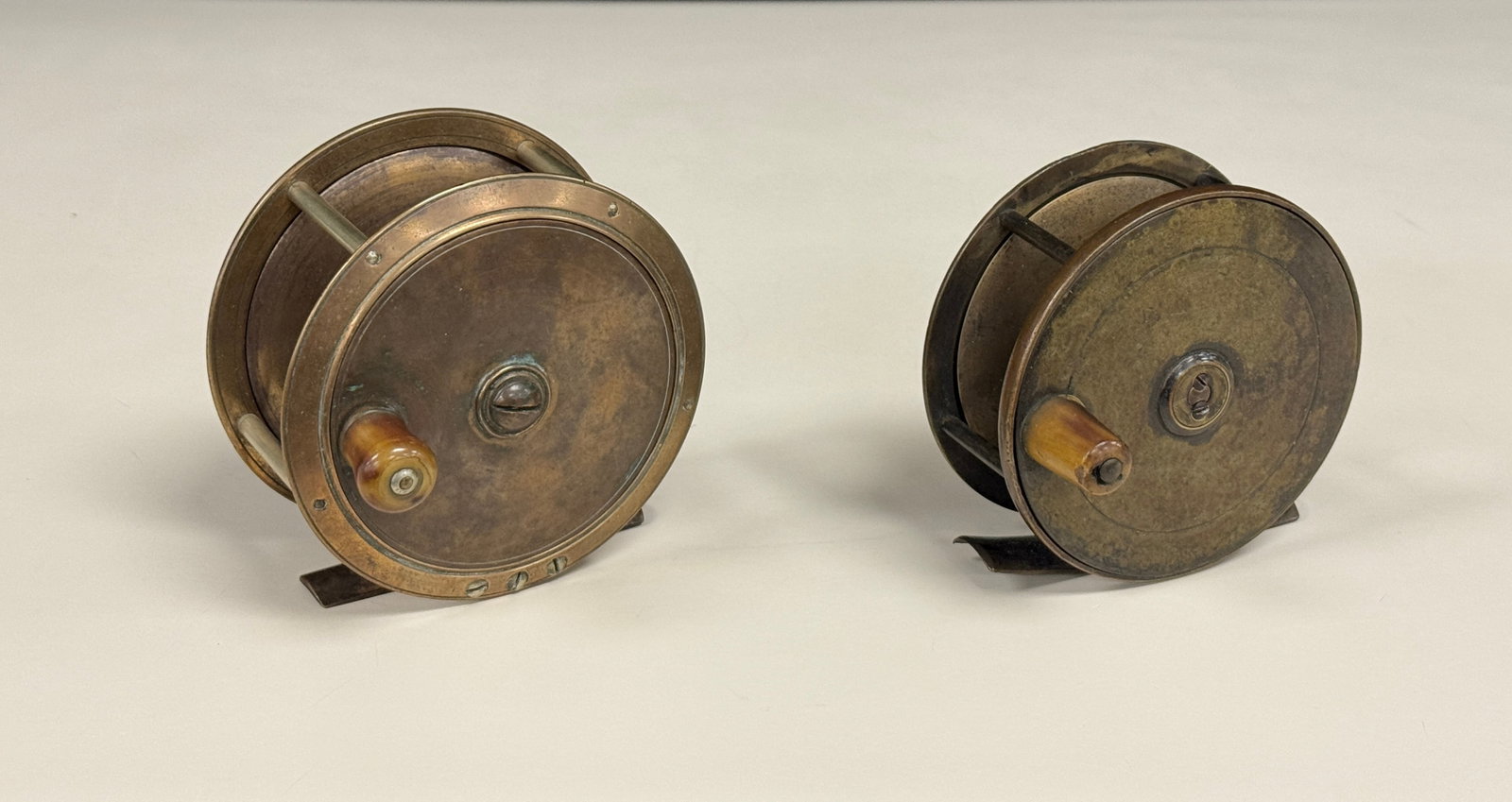 2 Antique English Brass Salmon Reels (1 of 3)