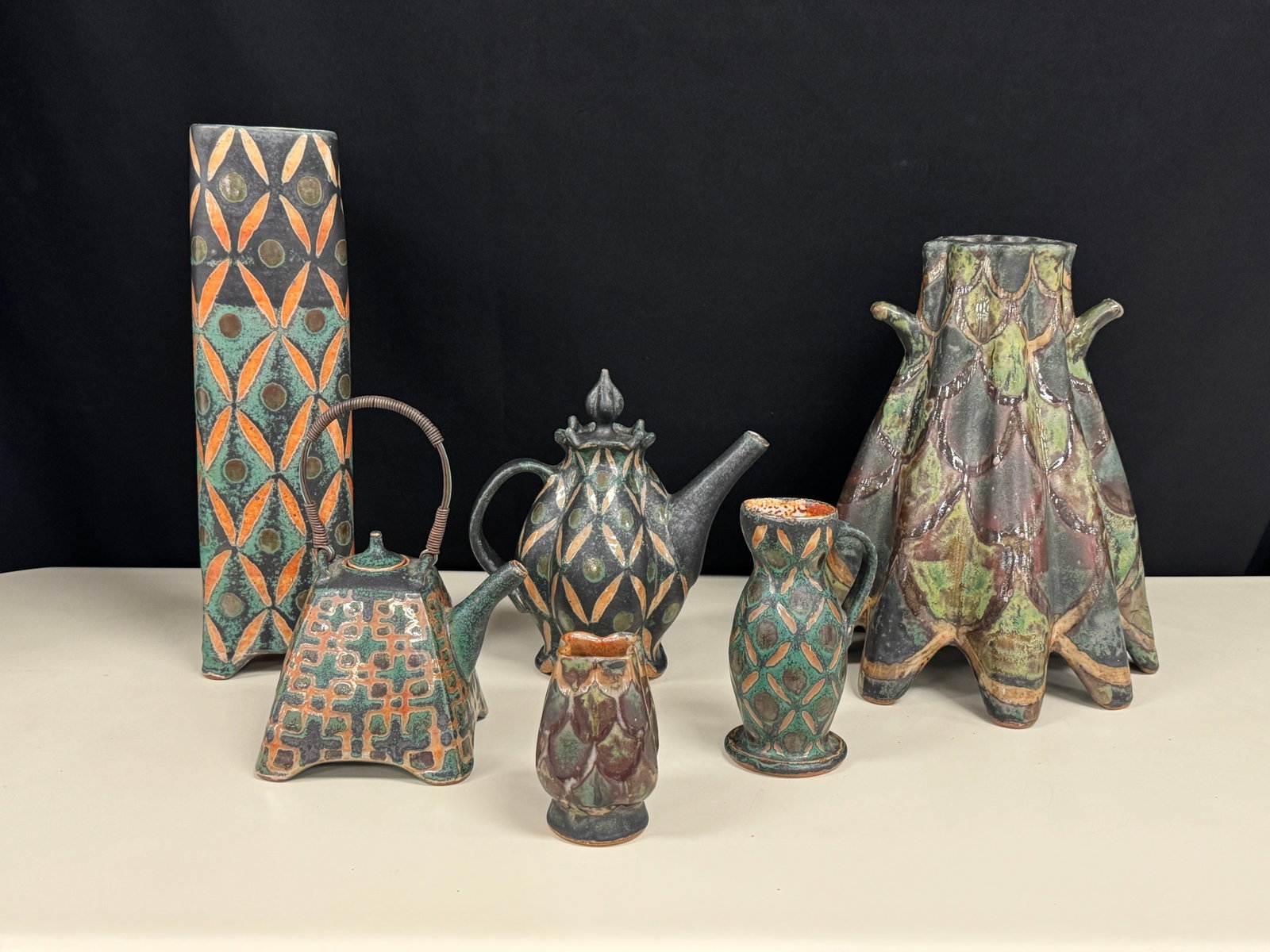 Peter Karner Pottery - 6 Pieces: tallest is 15.25" Denver. Co.