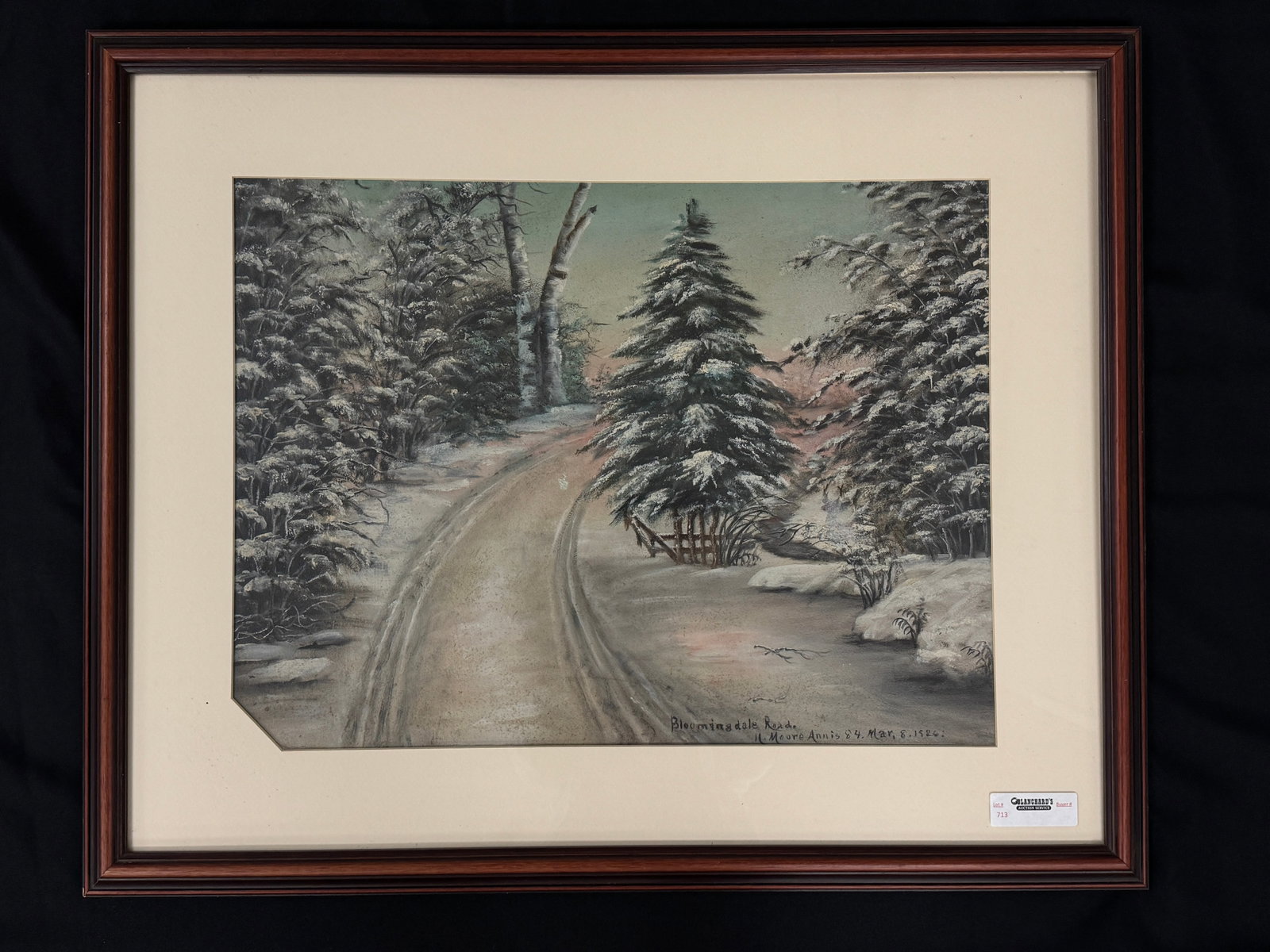 Bloomingdale Road by J.Moore Annis Painting: oil painting under glass, framed and matted. 32.5" x 26.5"