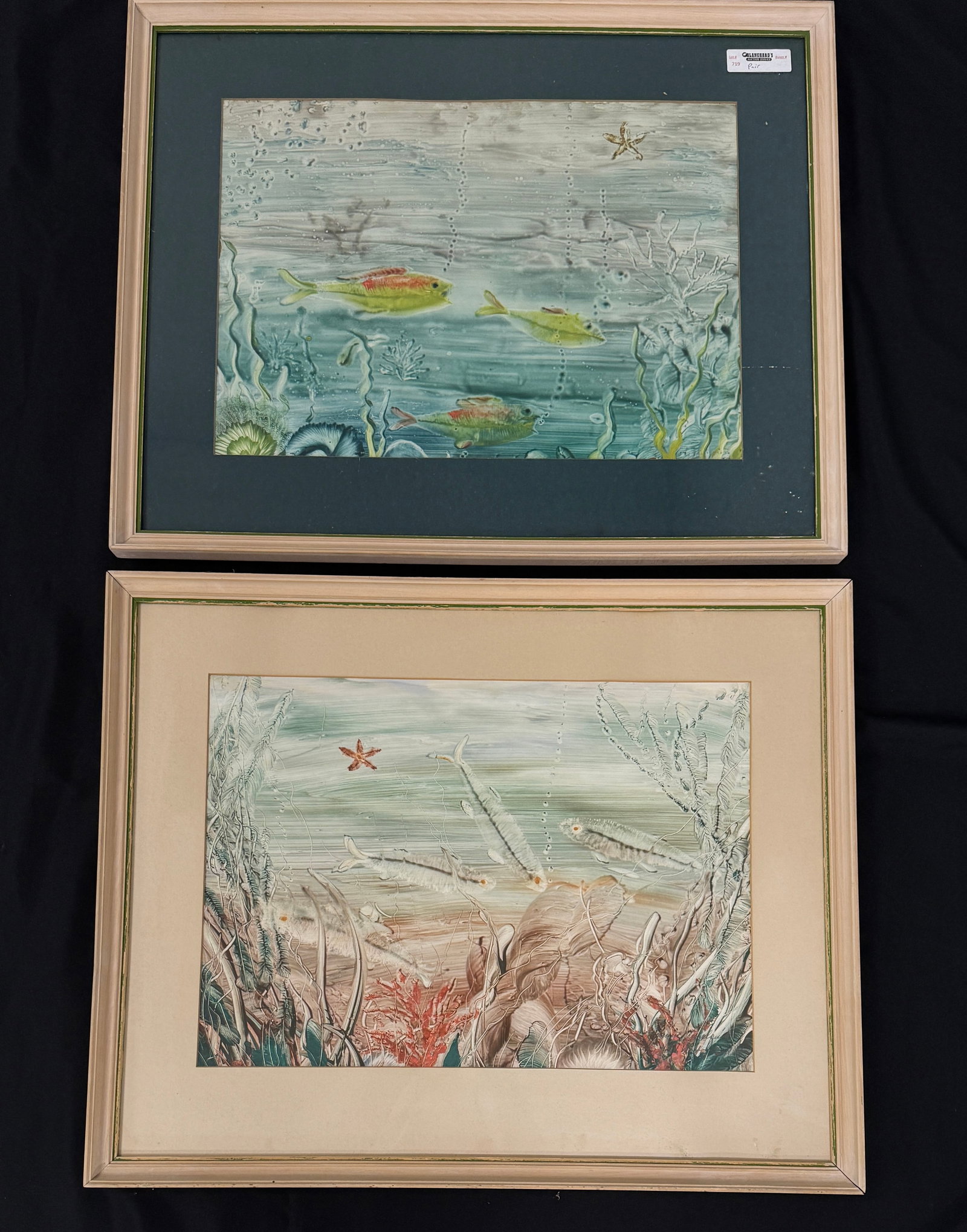2 Framed Fish Paintings From Whitney Park: signature illegible. 29" x 23"