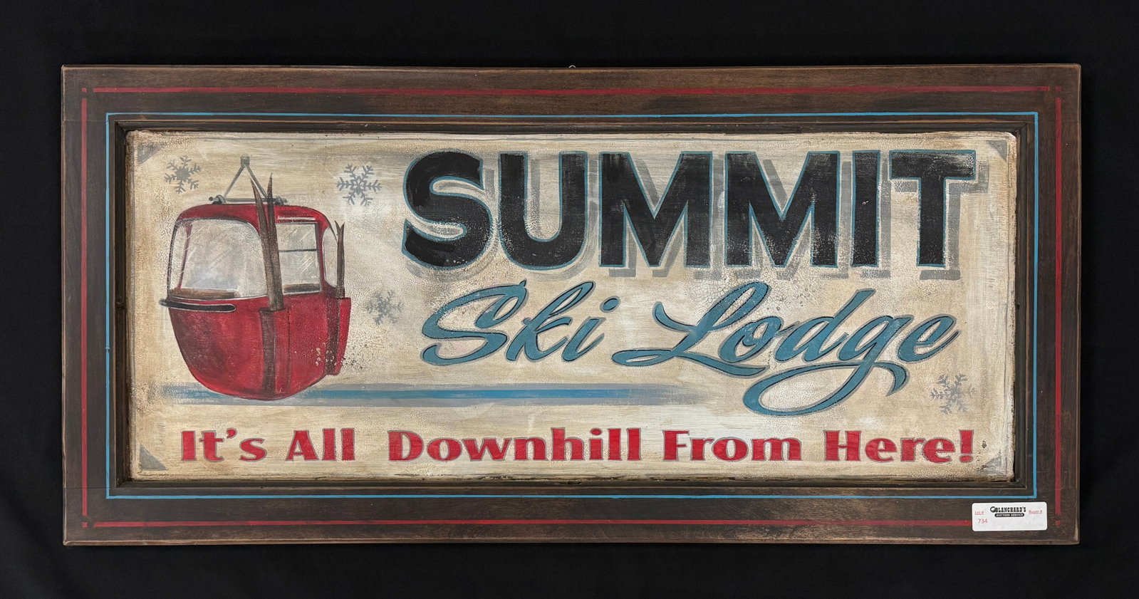 Summit Ski Lodge Hand Painted Wooden Sign: single sided. 17" x 36.5"
