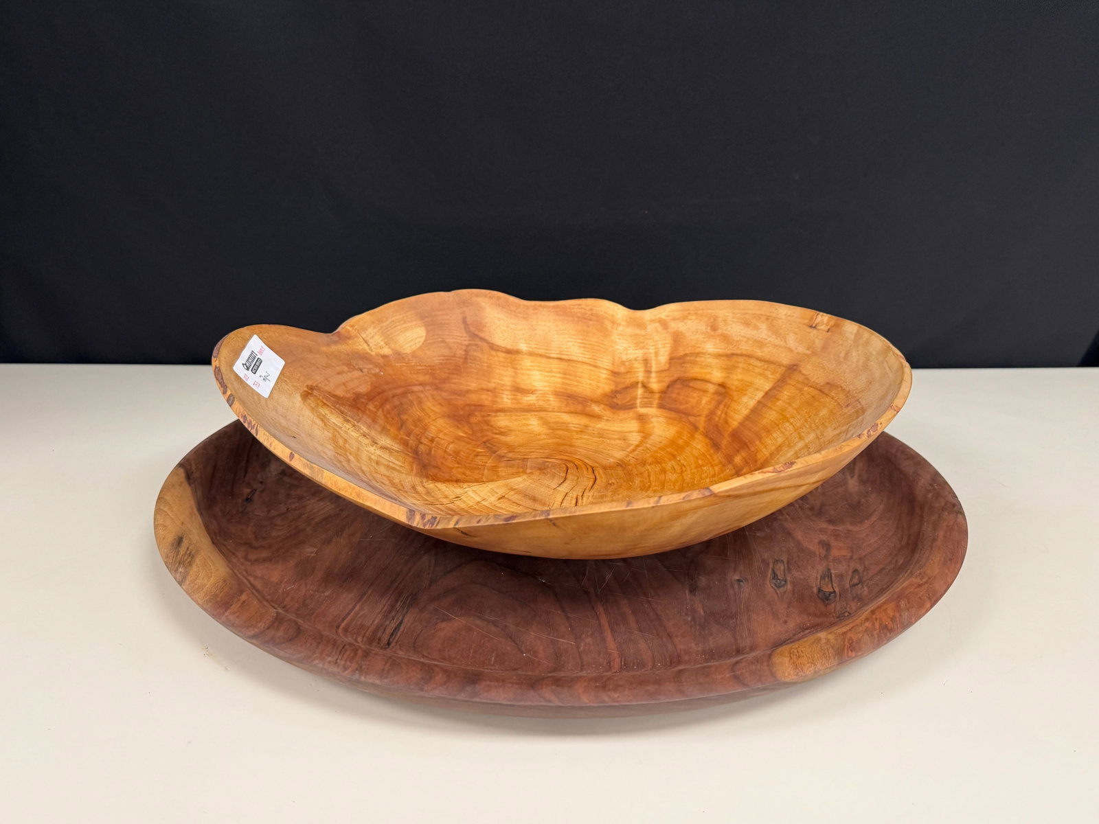 Yellow Birch Turned Bowl & Walnut Charger: both artist signed. Charger is 20" and Bowl is 16"