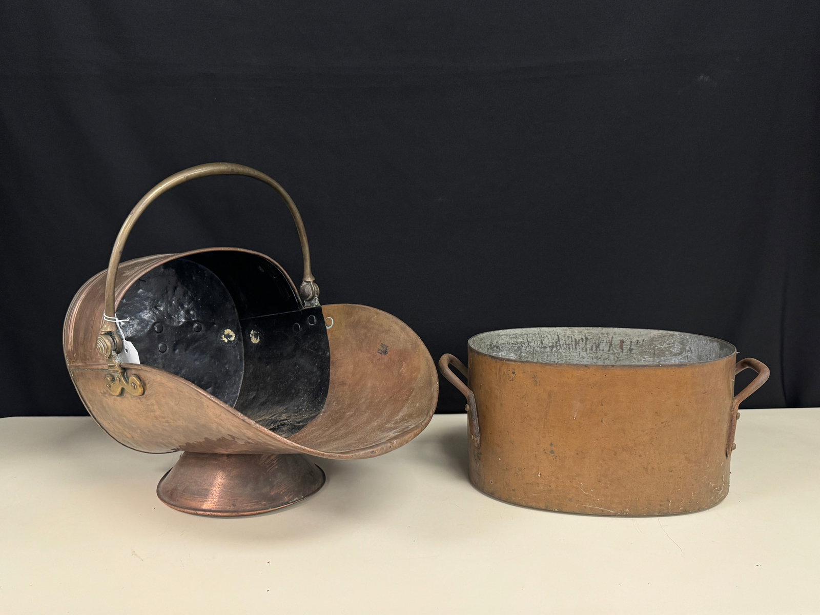 Copper Coal Hopper & Heavy Boiler: Coal Hopper is 18" long. From Camp Deerlands, Whitney Park.