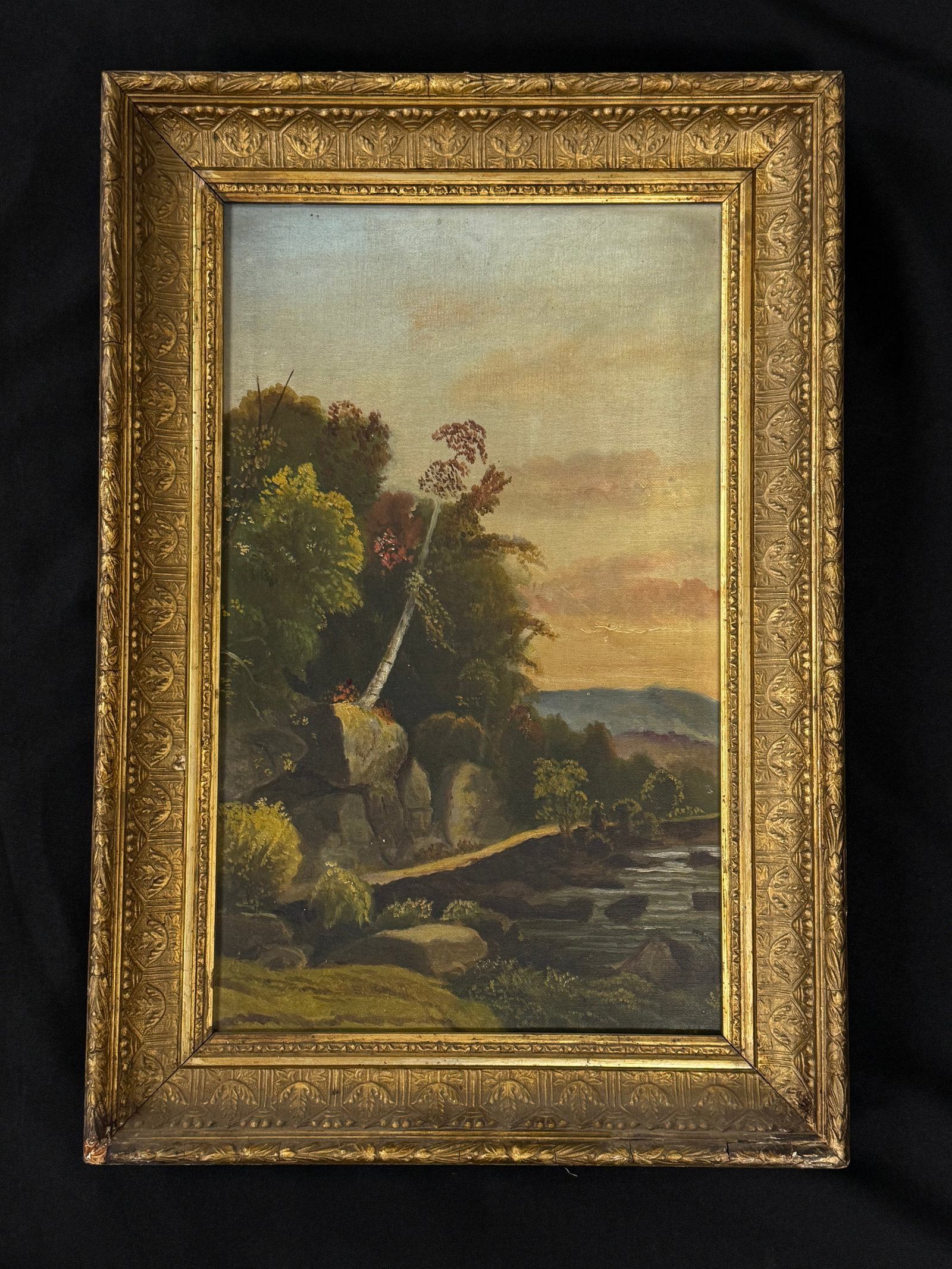 Adirondack OIl on Canvas Painting: in original gold frame. late 1800s. Unsigned. 13.5" x 19.5"