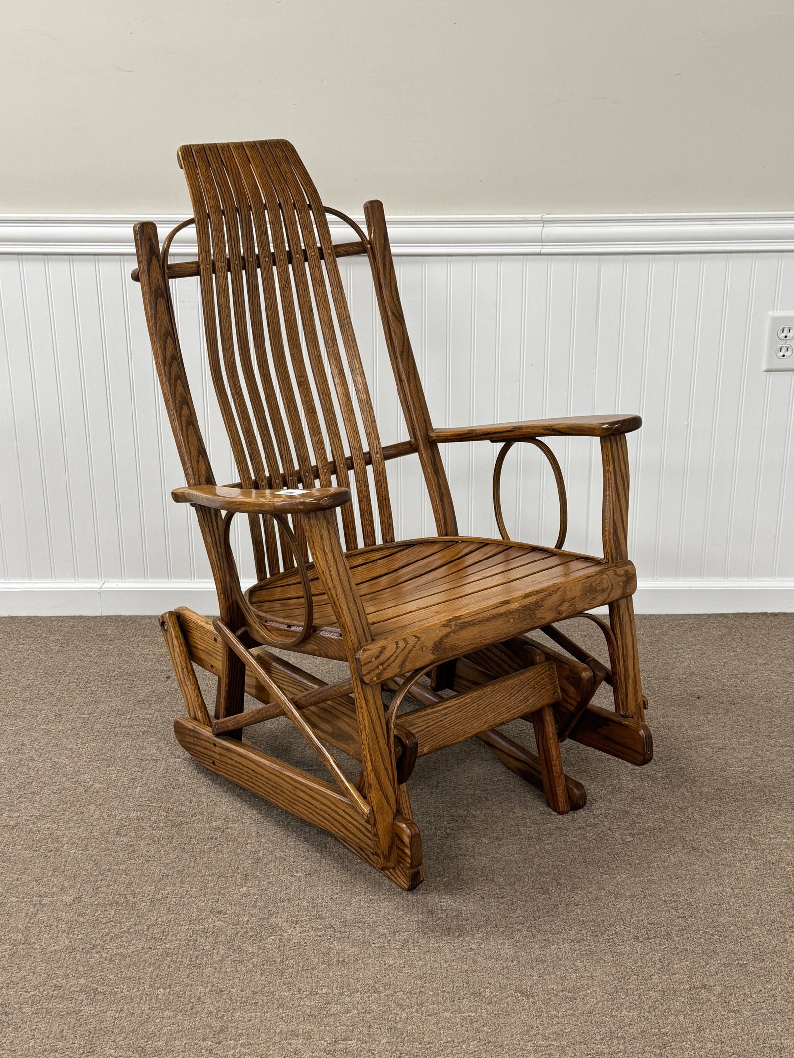 Modern Oak Glider Rocker: From Camp Togus, Whitney Park.