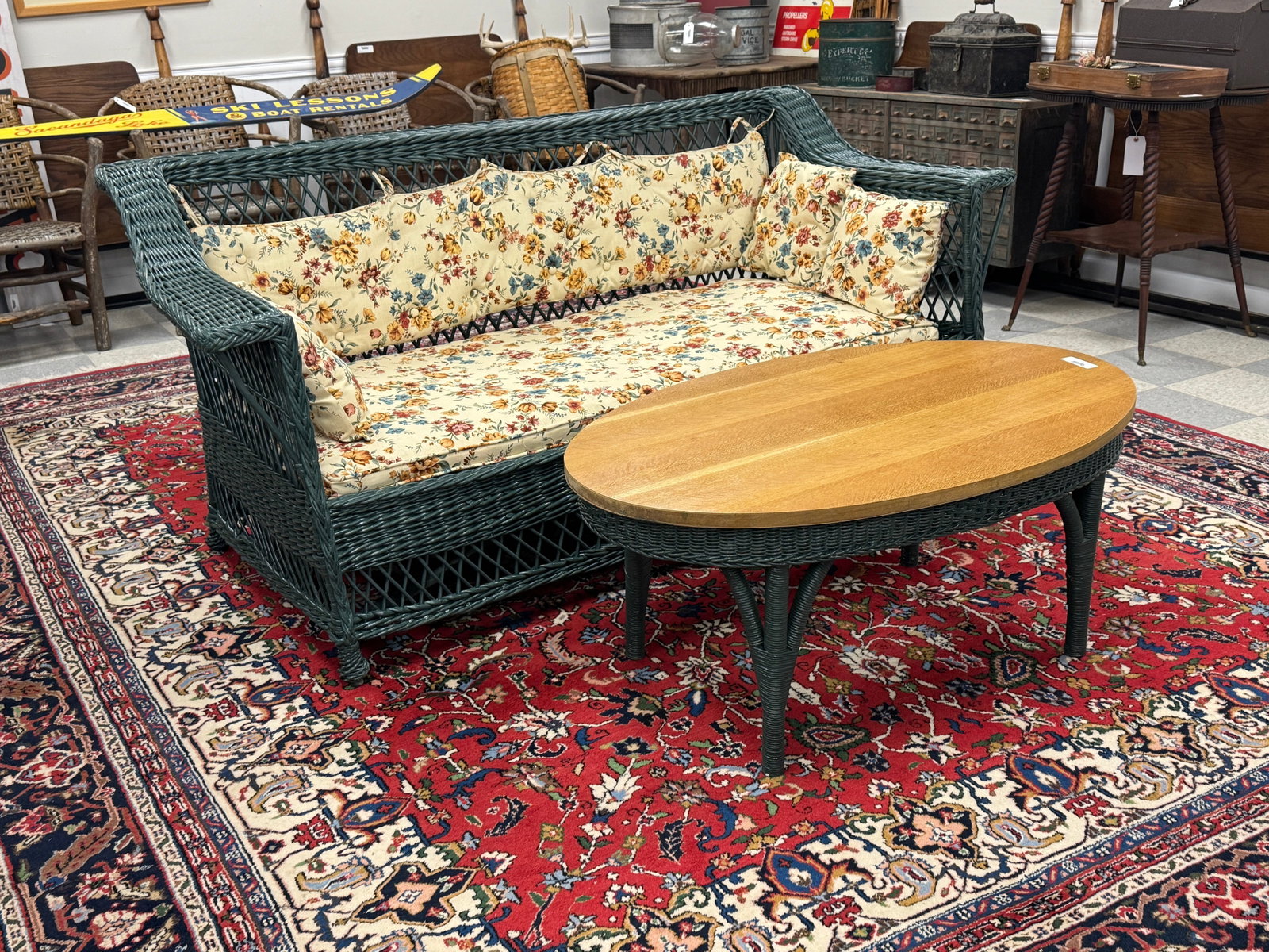 Bar Harbor Wicker Sofa & Oval Coffee Table (1 of 6)