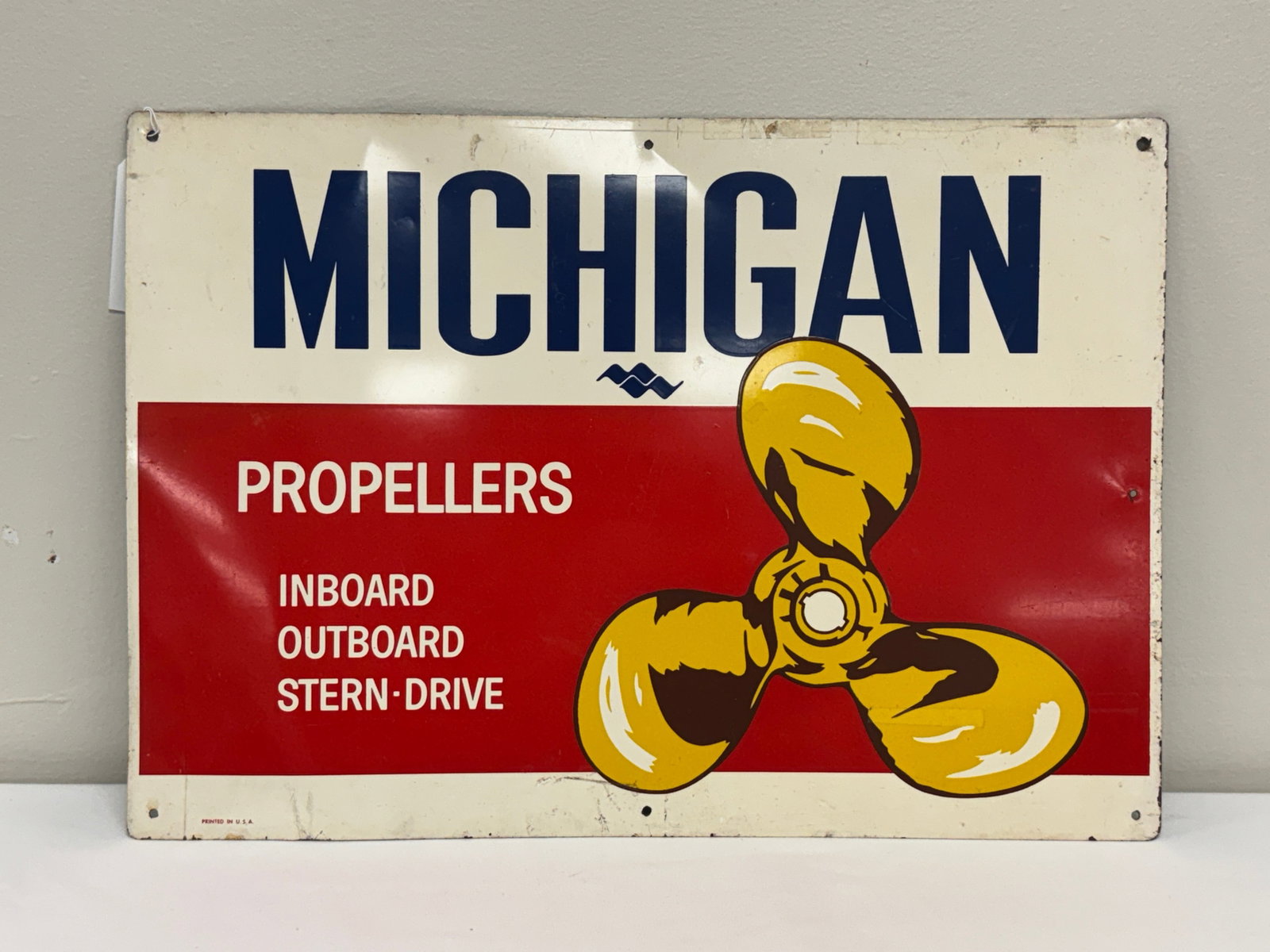 Michigan Propeller's Tin Advertising Sign: 14" x 20"