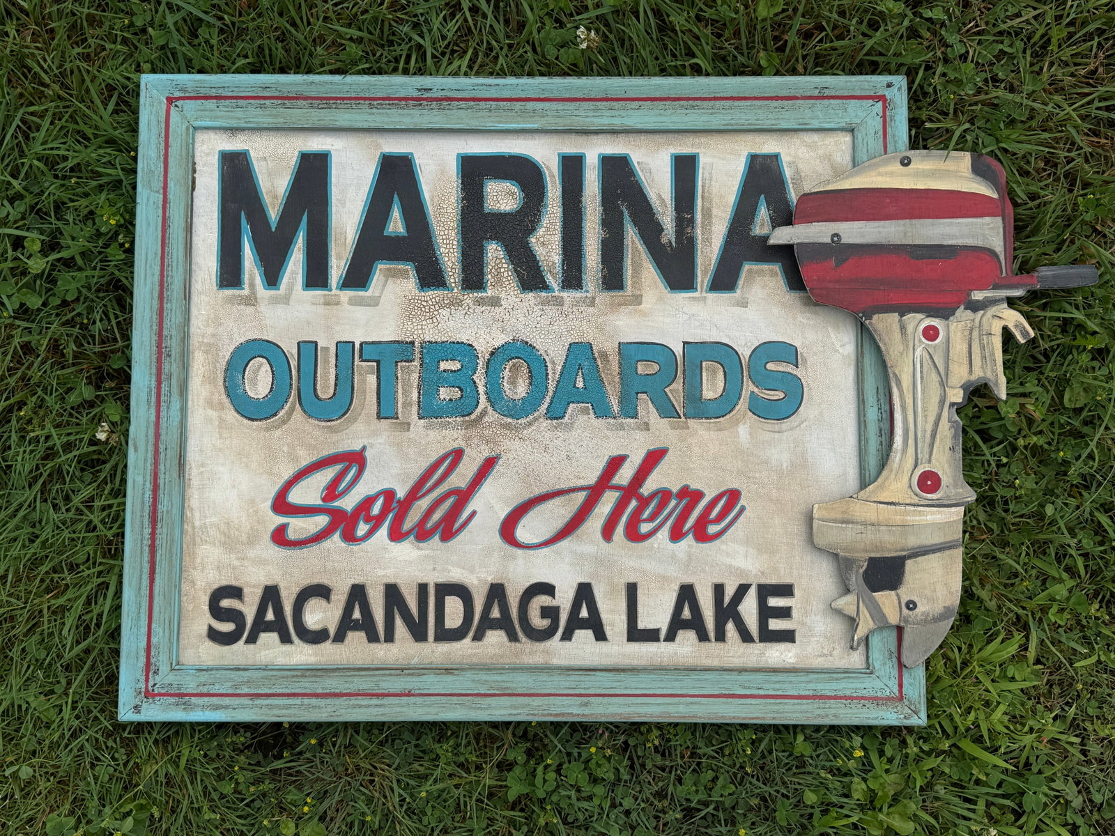 Marina Outboards Sacandaga Lake Trade Sign (1 of 2)