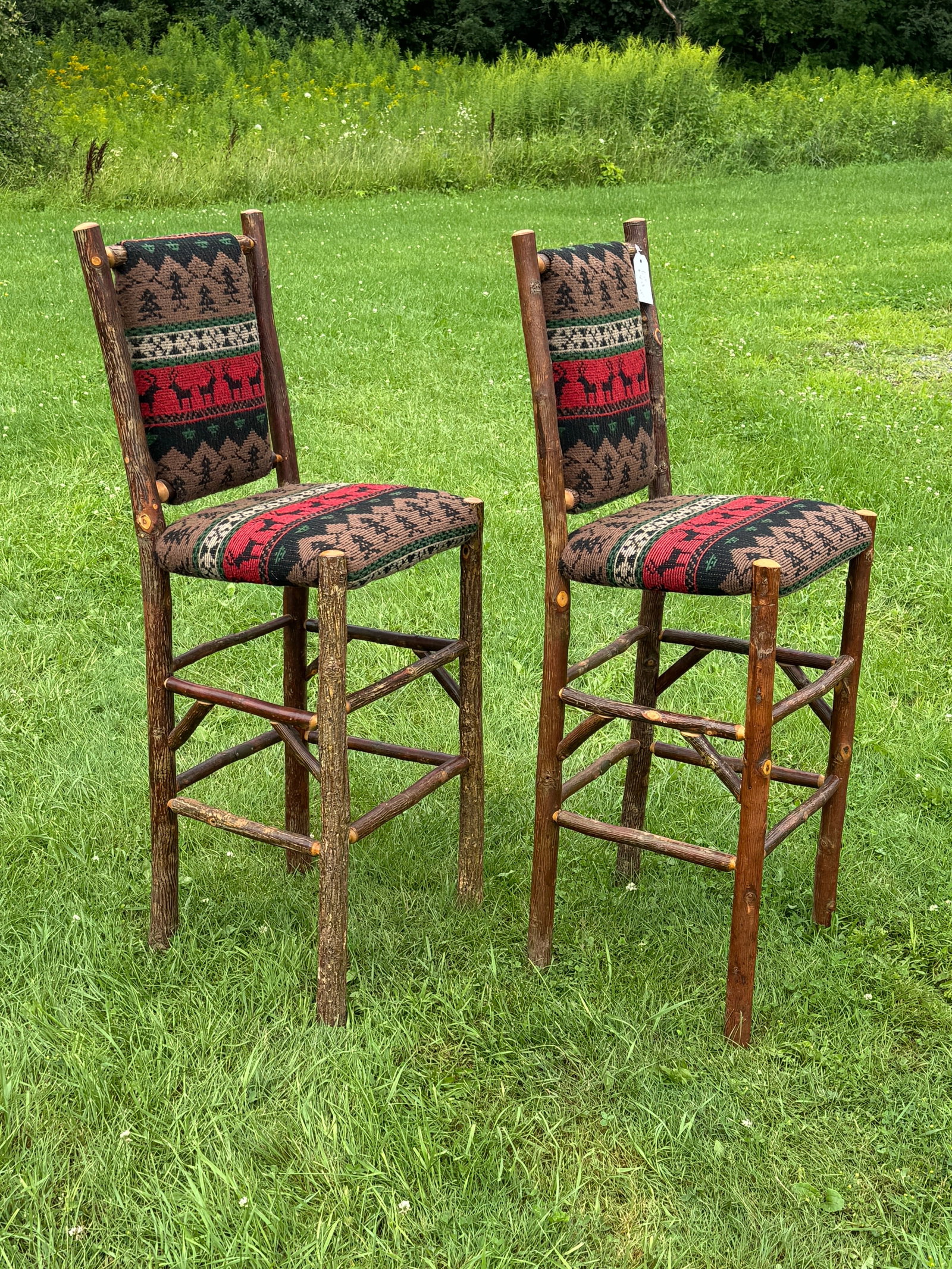 2 Modern Old Hickory Tall Bar Stools (1 of 3)