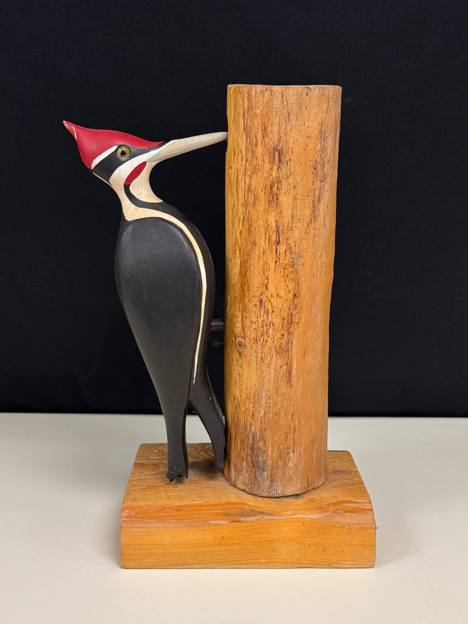 Pileated Woodpecker: Marked J.A. Beaubriand. Dated 1998. 15" tall. From Whitney Park.