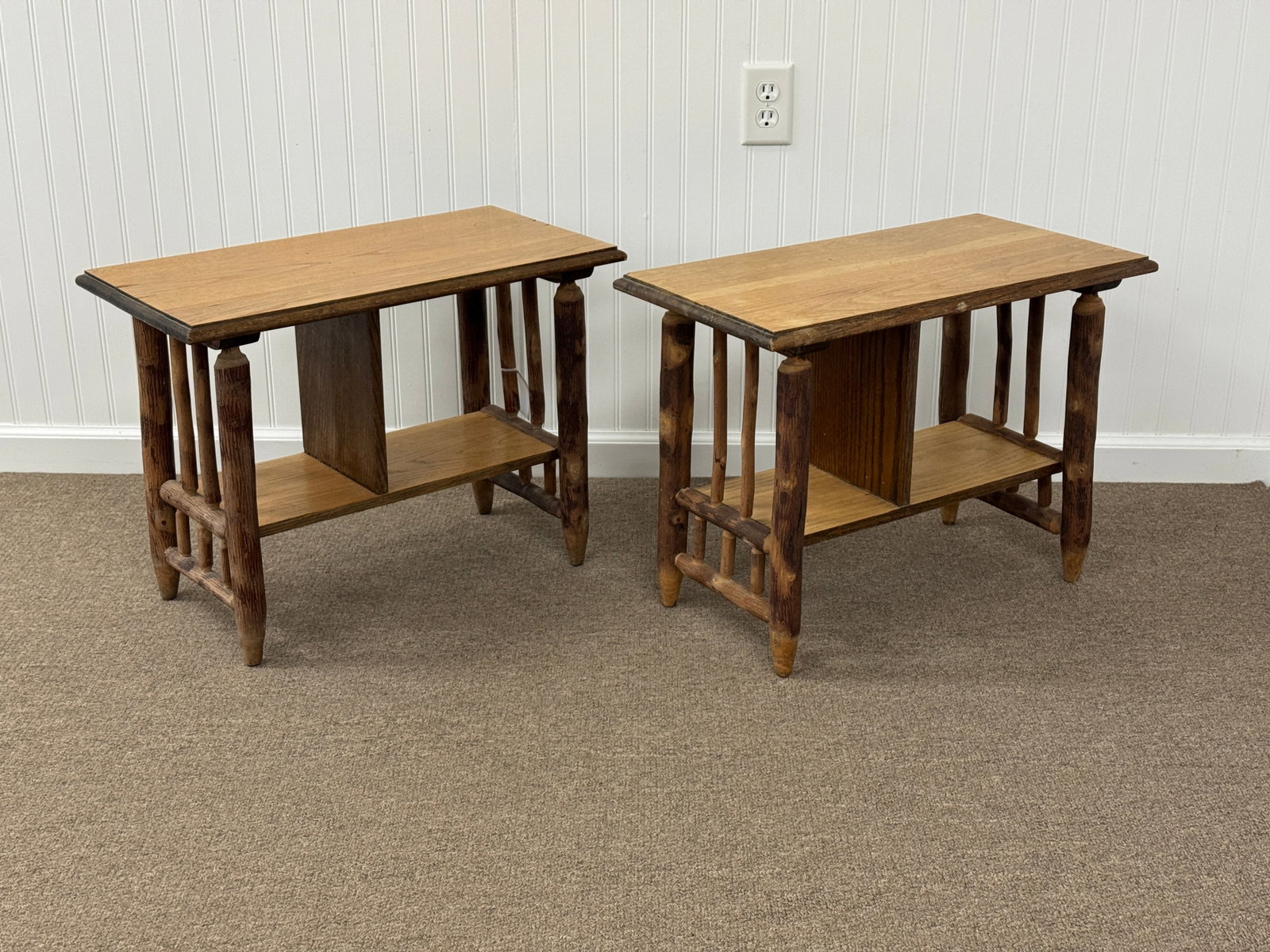 Pair of Unusual Old Hickory Branded End Stands (1 of 8)