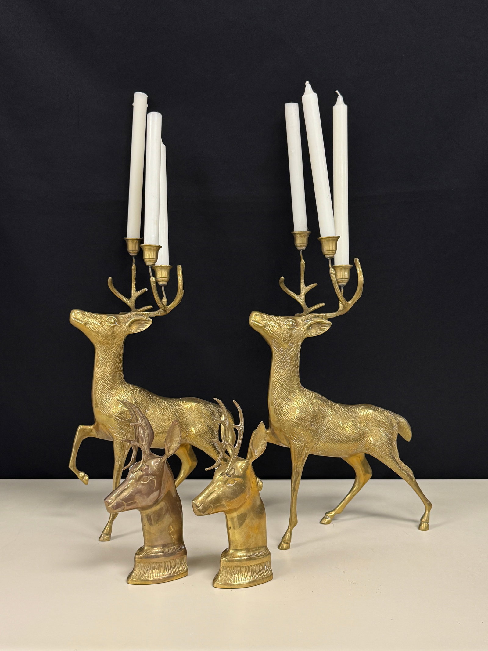Brass Deer Candleabra and Bookends (1 of 4)