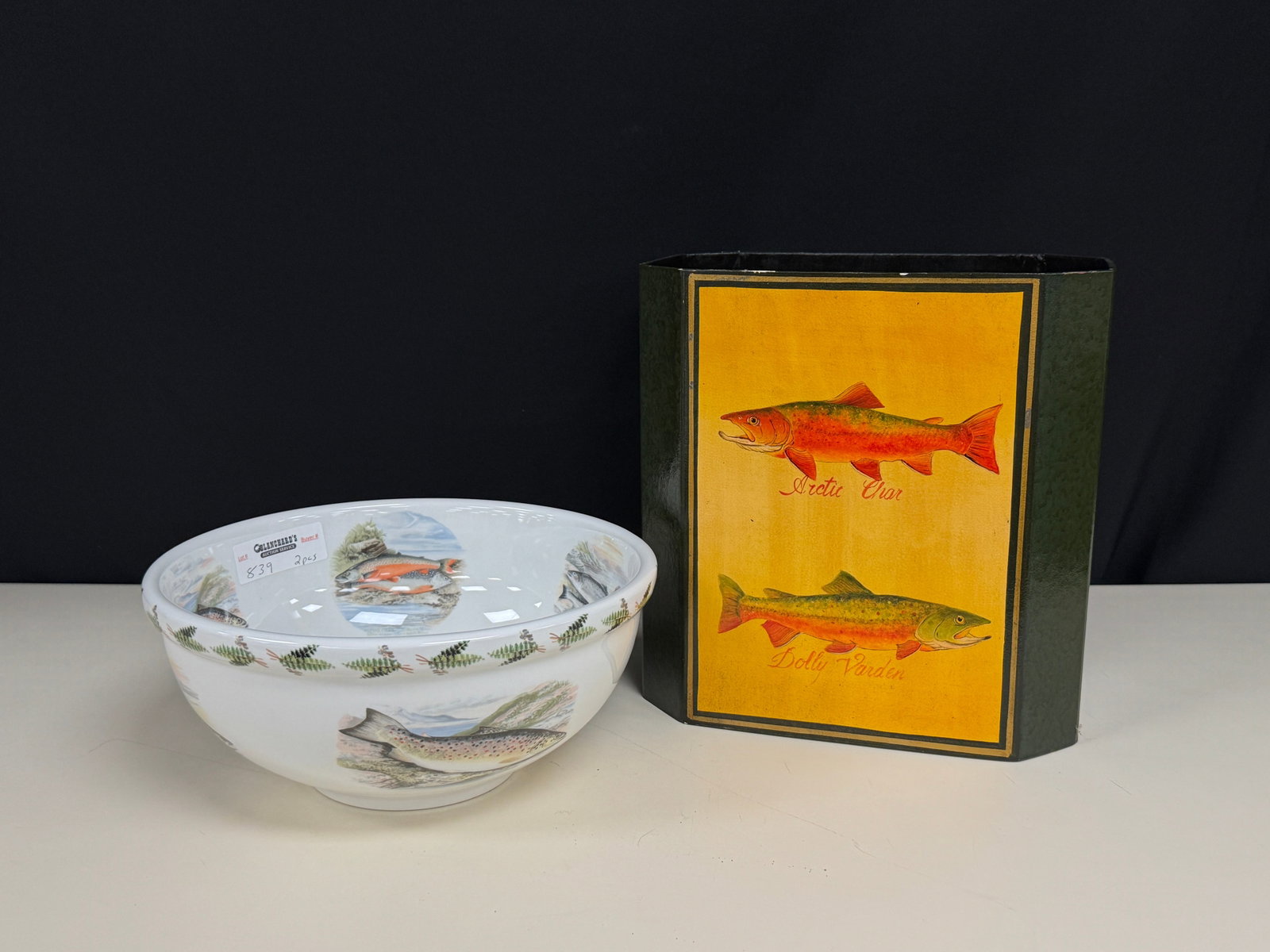 Portmeirion Fish Serving Bowl & Fish Motif Basket: 11.5" diameter fish serving bowl. From Camp Deerlands, Whitney Park.