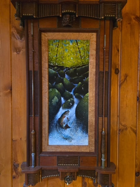 Wayne McLoughlin Oil Painting of Leaping Trout (1 of 1)